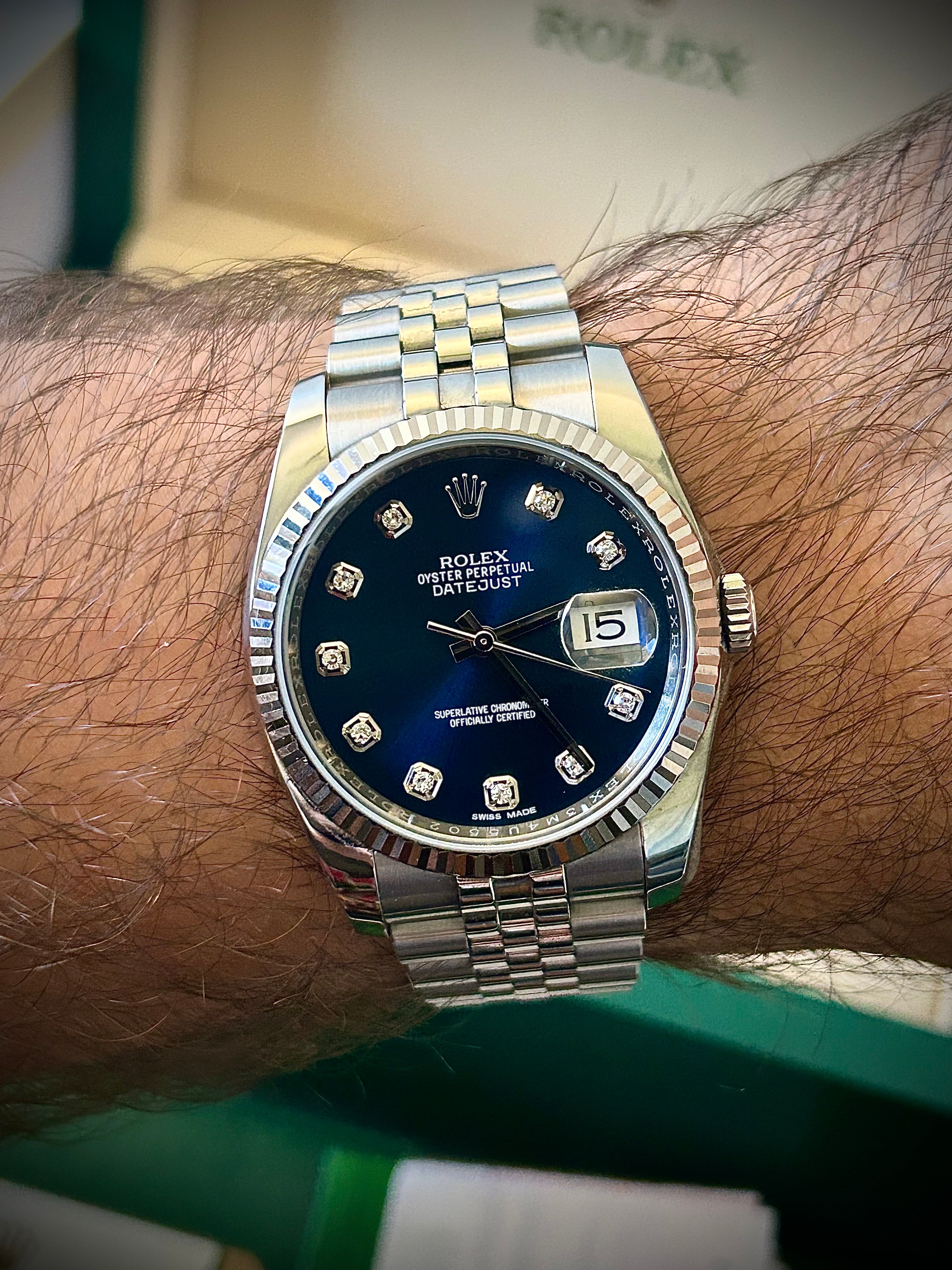 2017 ROLEX DATEJUST 36, 116234, BLUE DIAMOND DIAL, FULL SET, INC GST