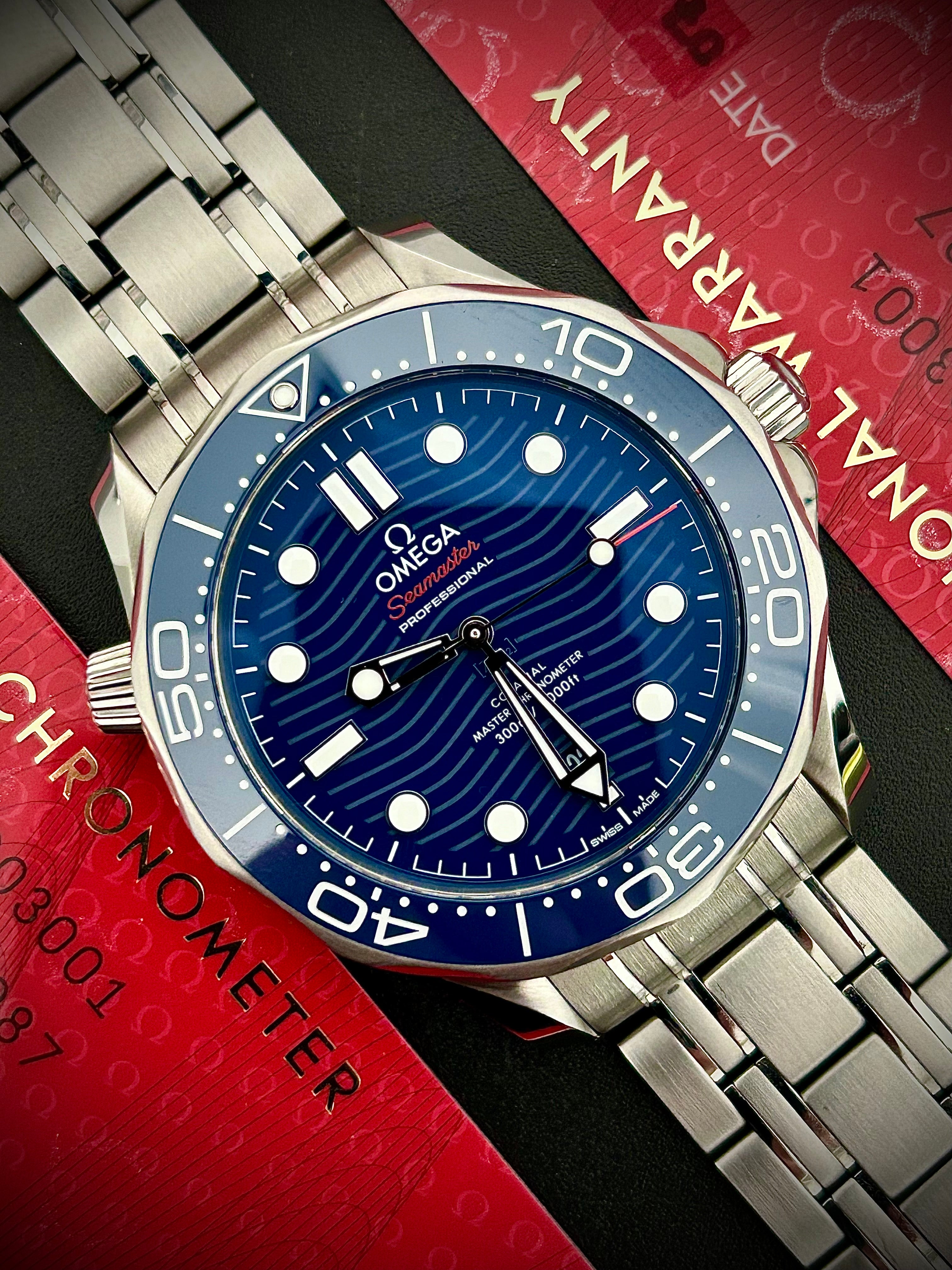 2024 OMEGA SEAMASTER 300, BLUE DIAL, FULL SET, INC GST