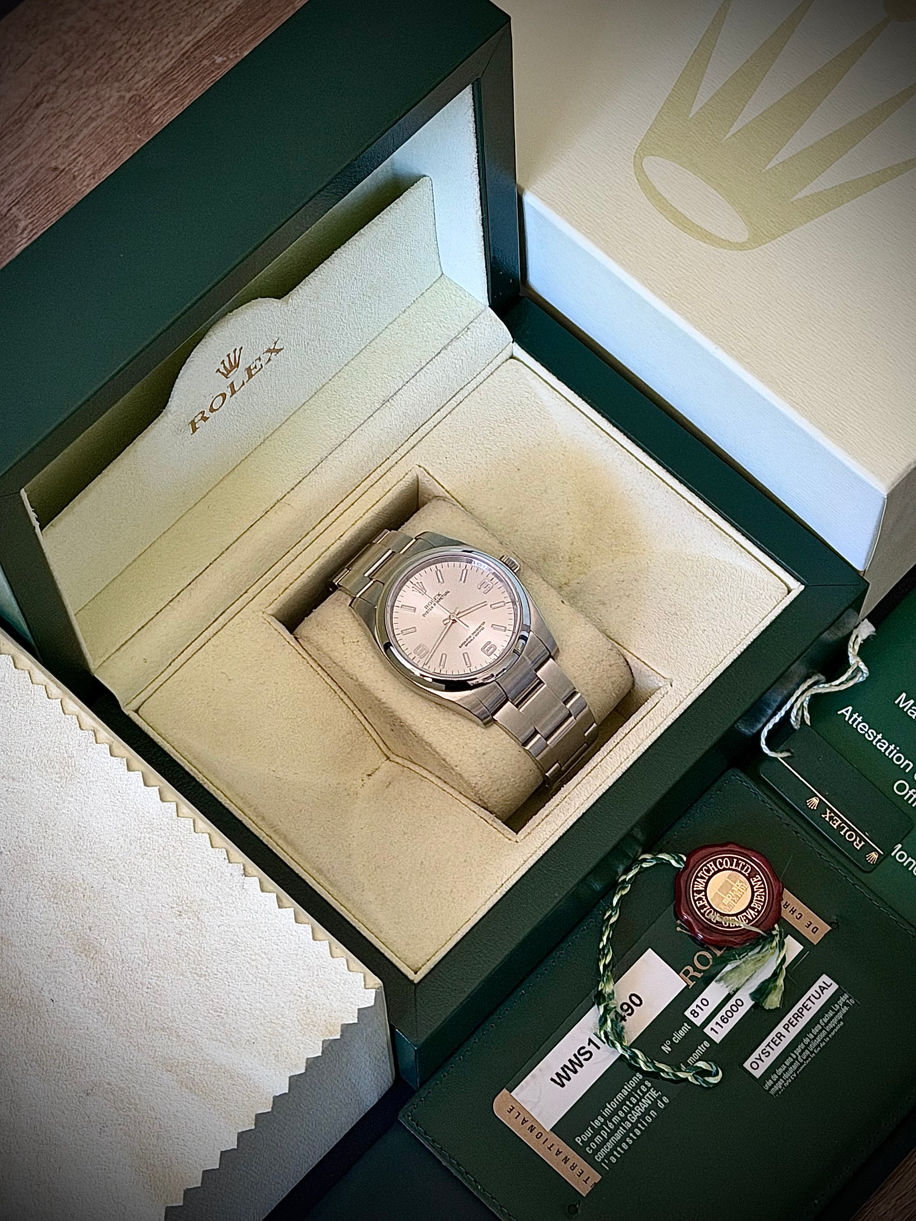 2012 ROLEX OYSTER PERPETUAL 36, FULL SET, INC GST