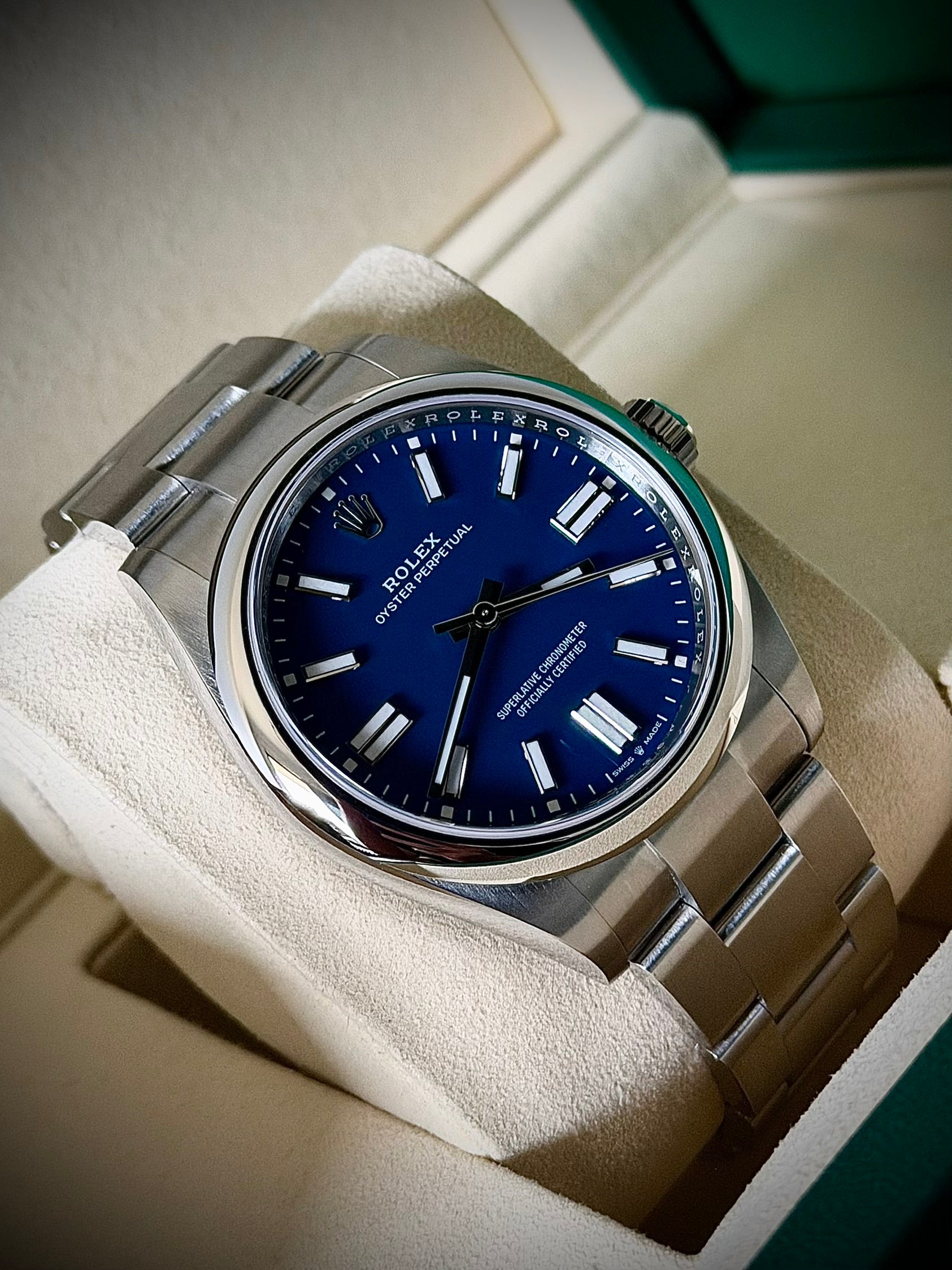 2025 ROLEX OYSTER PERPETUAL 41, 134300, MEDIUM BLUE DIAL, FULL SET, INC GST