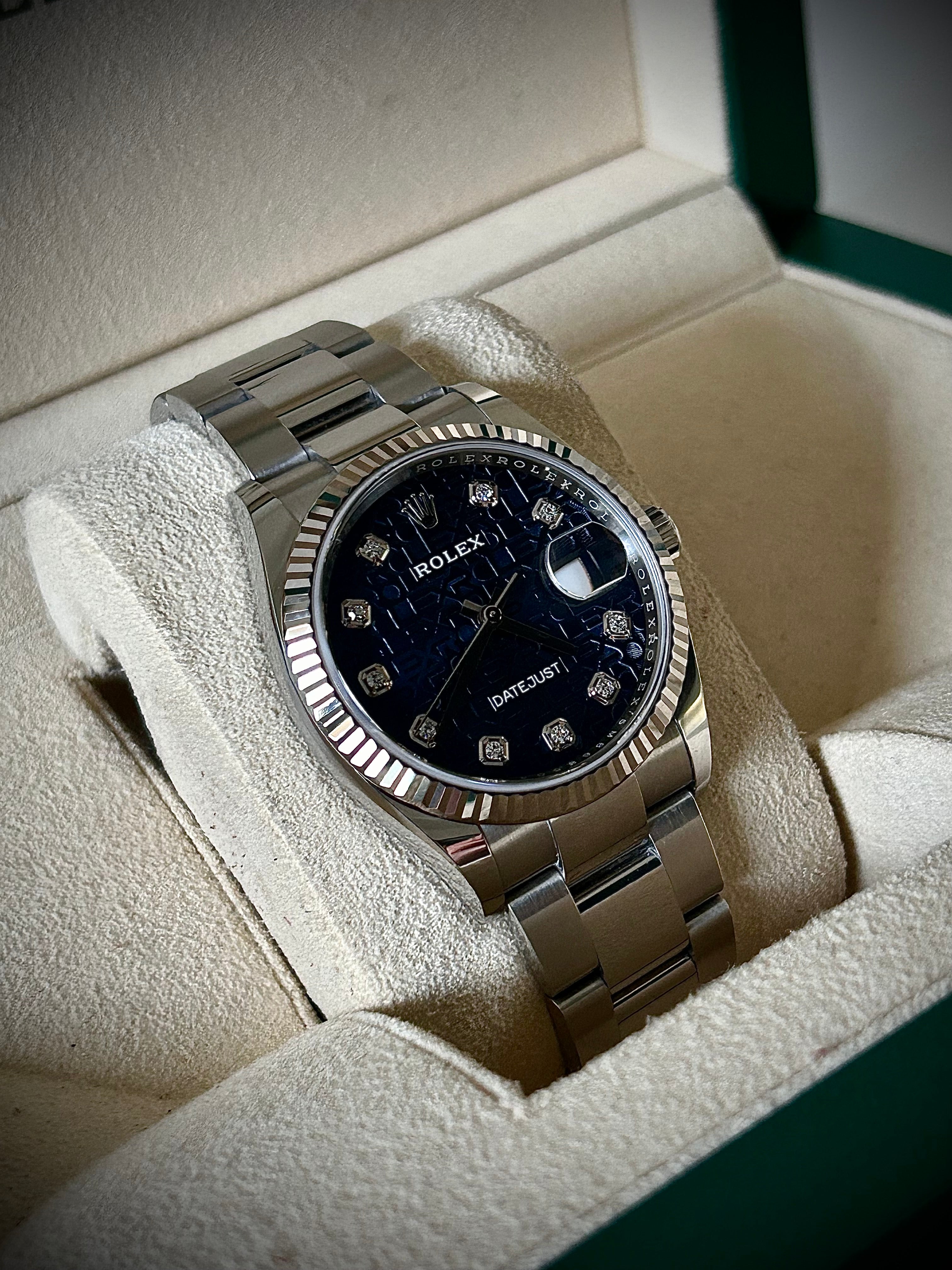 2020 ROLEX DATEJUST 36, 126234, BLUE DIAMOND COMPUTER DIAL, FULL SET, INC GST