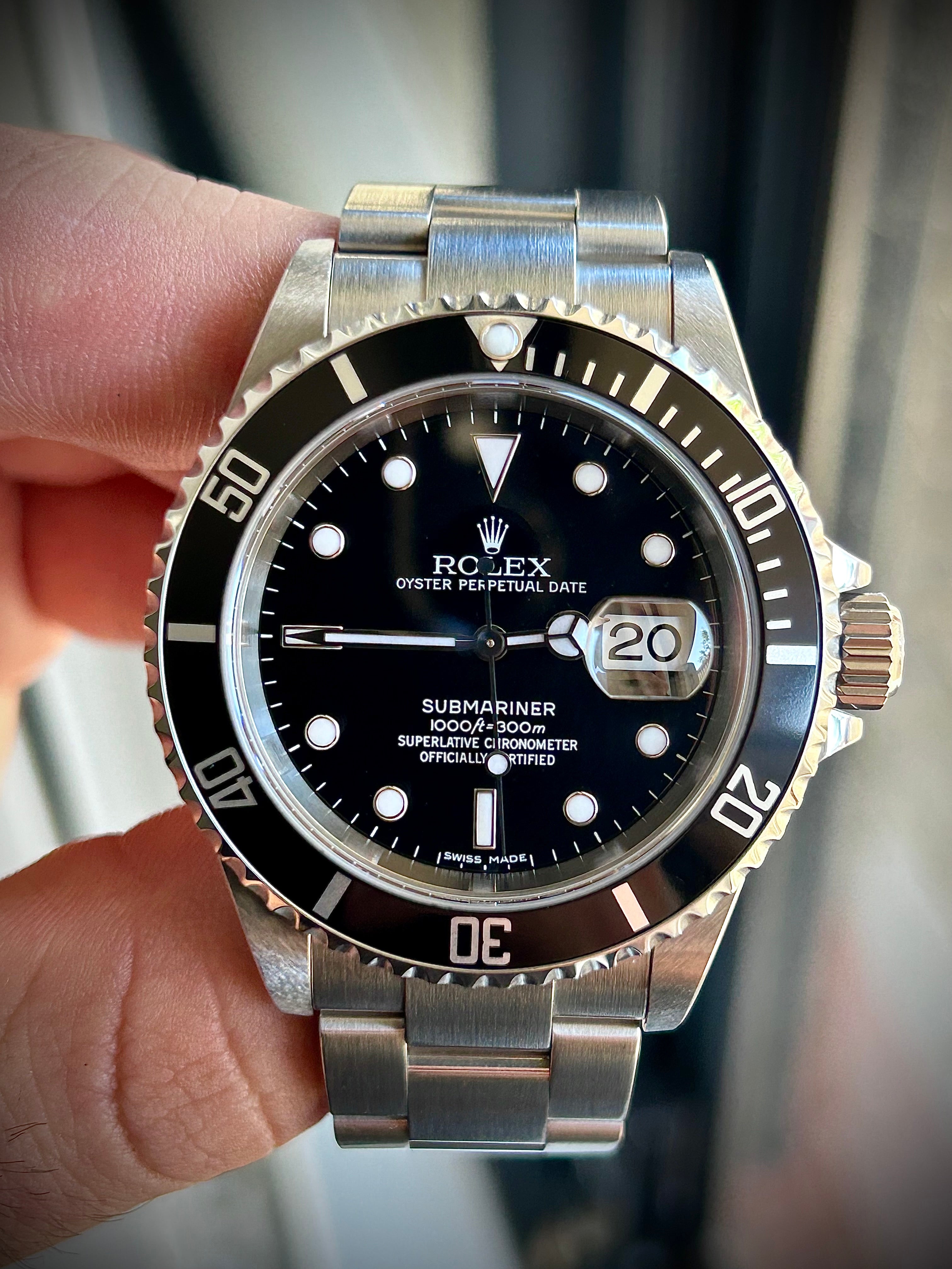 2007 ROLEX SUBMARINER DATE, NO HOLES, 16610, FULL SET, INC GST