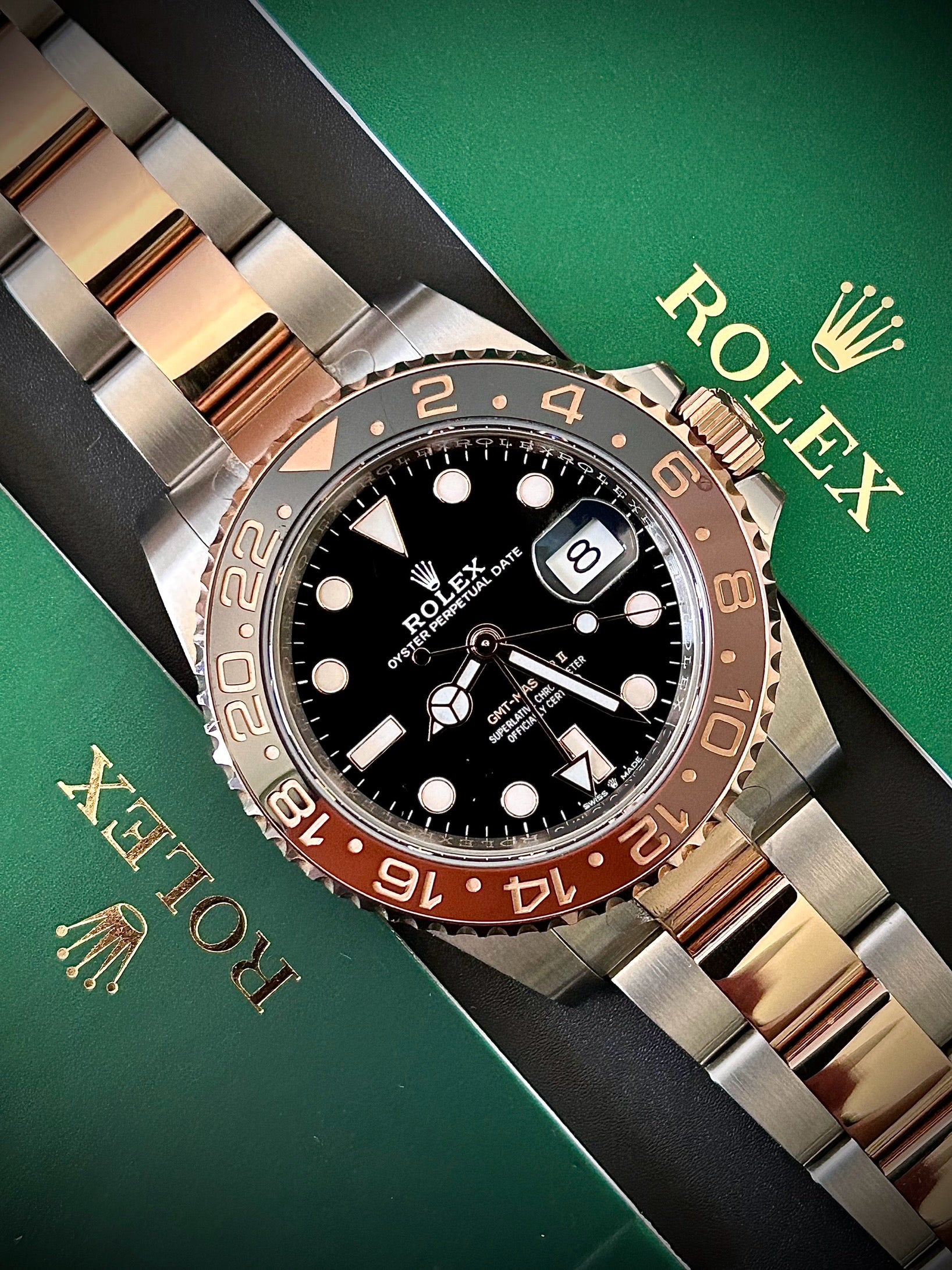 2022 ROLEX GMT MASTER II, ROOTBEER, 126711CHNR, FULL SET, INC GST