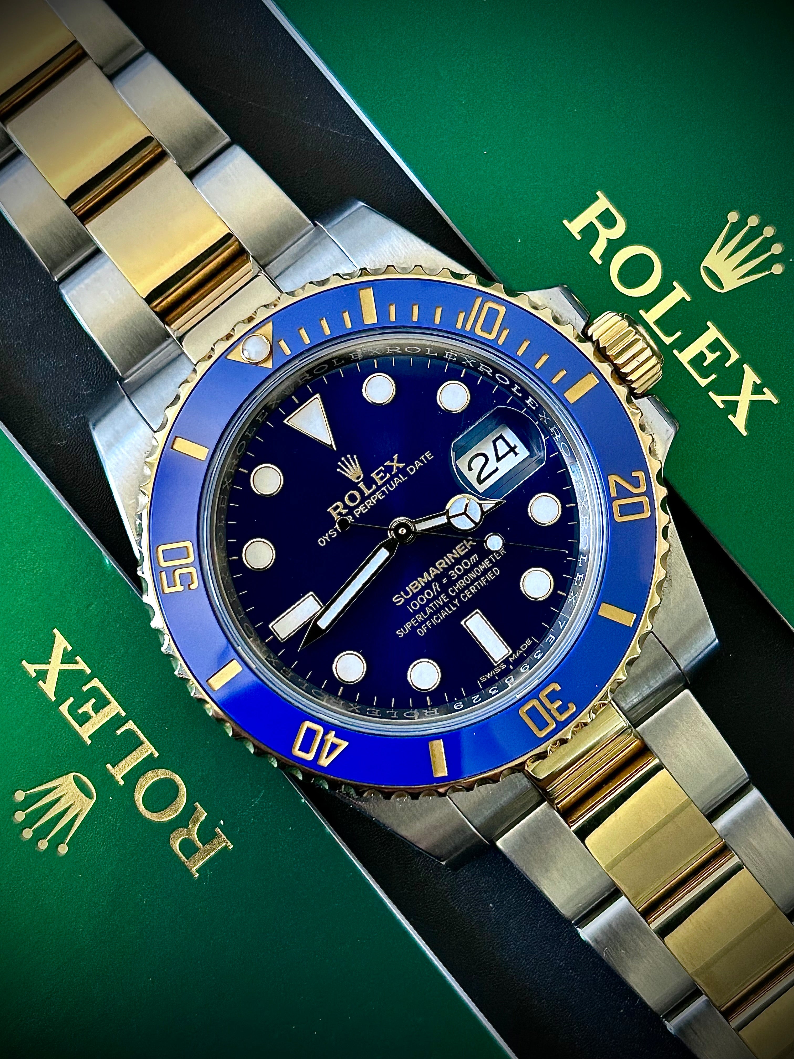 2018 ROLEX SUBMARINER BLUESY 116613LB, FULL SET, INC GST