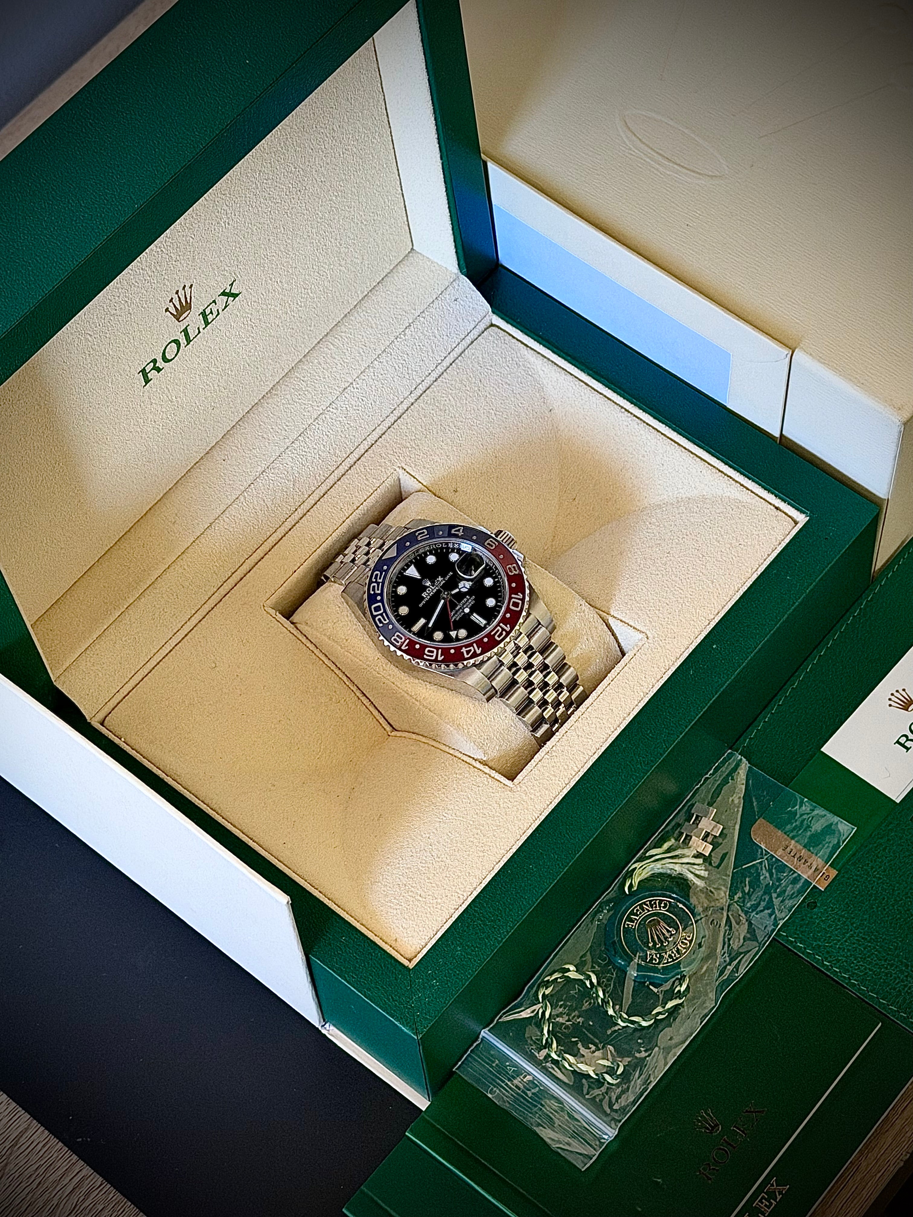 2019 ROLEX GMT MASTER II, PEPSI, 126710BLRO, FULL SET, INC GST