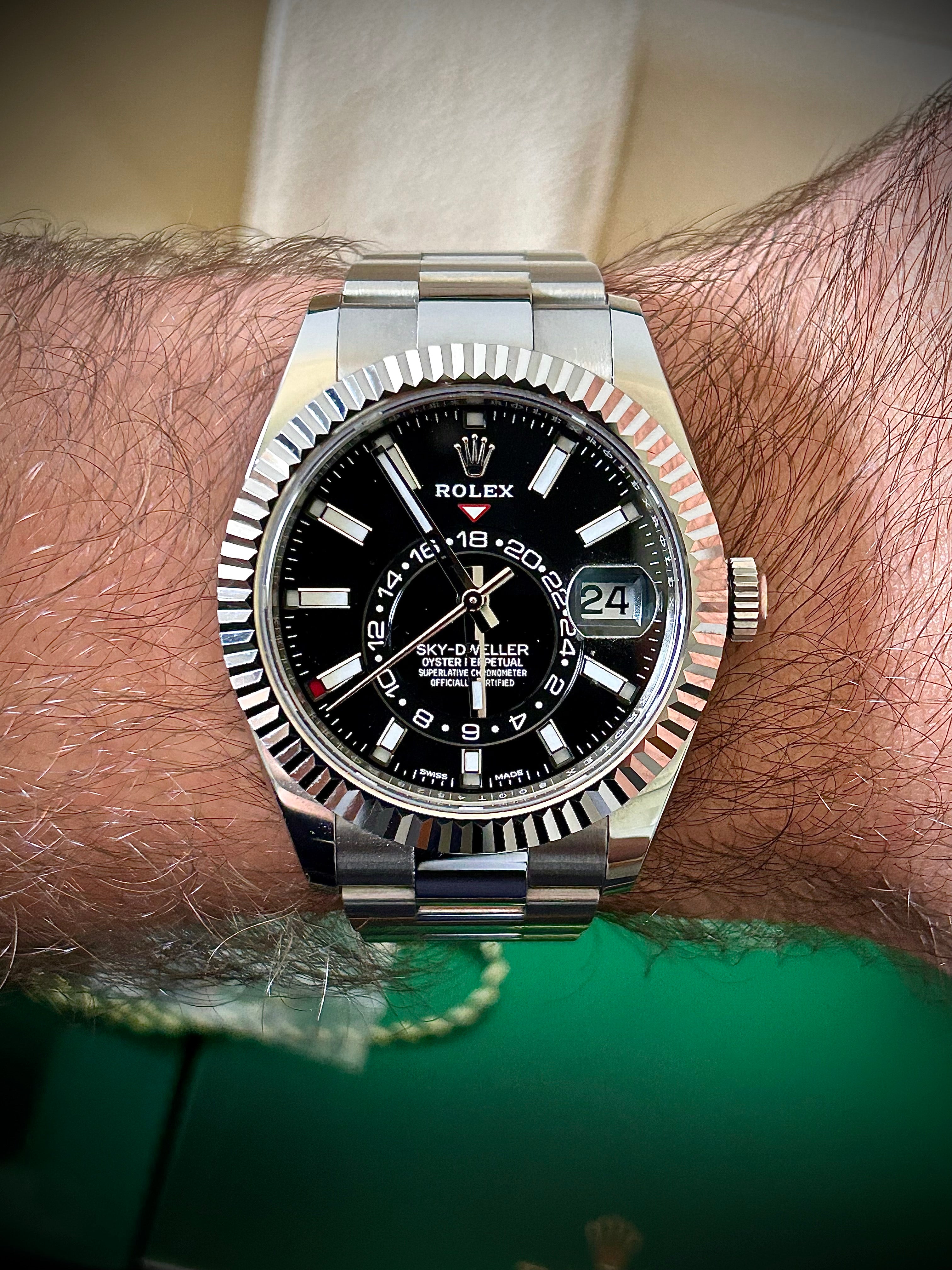 2022 ROLEX SKY DWELLER, BLACK DIAL, OYSTER, 326934, FULL SET, INC GST