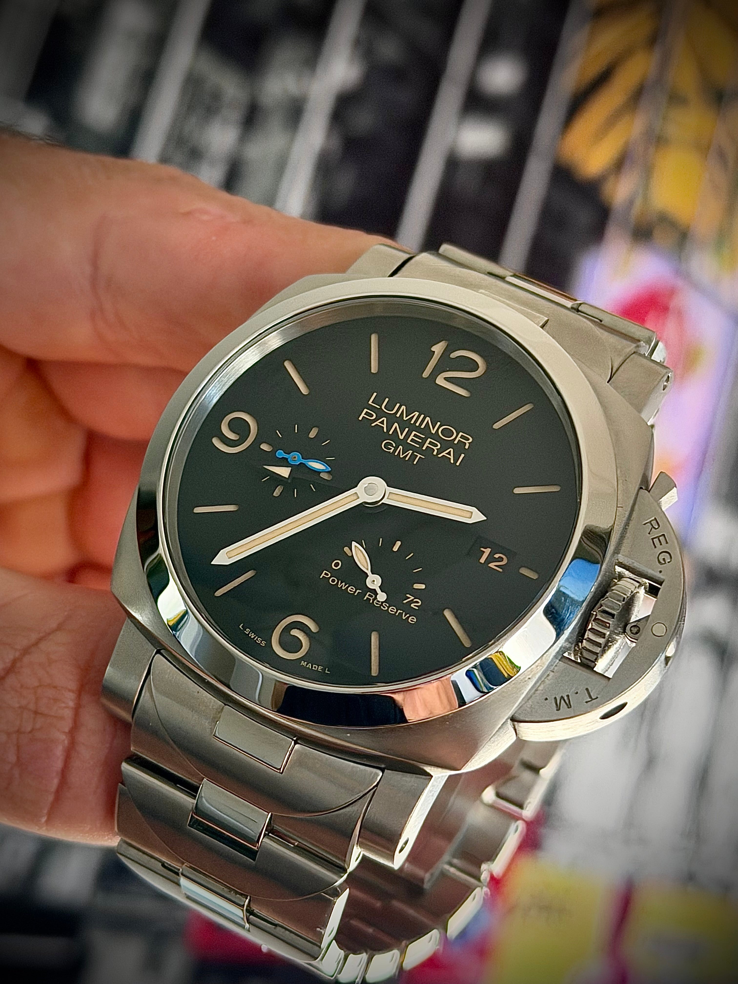 2021 PANERAI LUMINOR 1950 3 DAYS GMT POWER RESERVE, PAM01321, FULL SET, OEM BRACELET + ORIGINAL INVOICE, INC GST