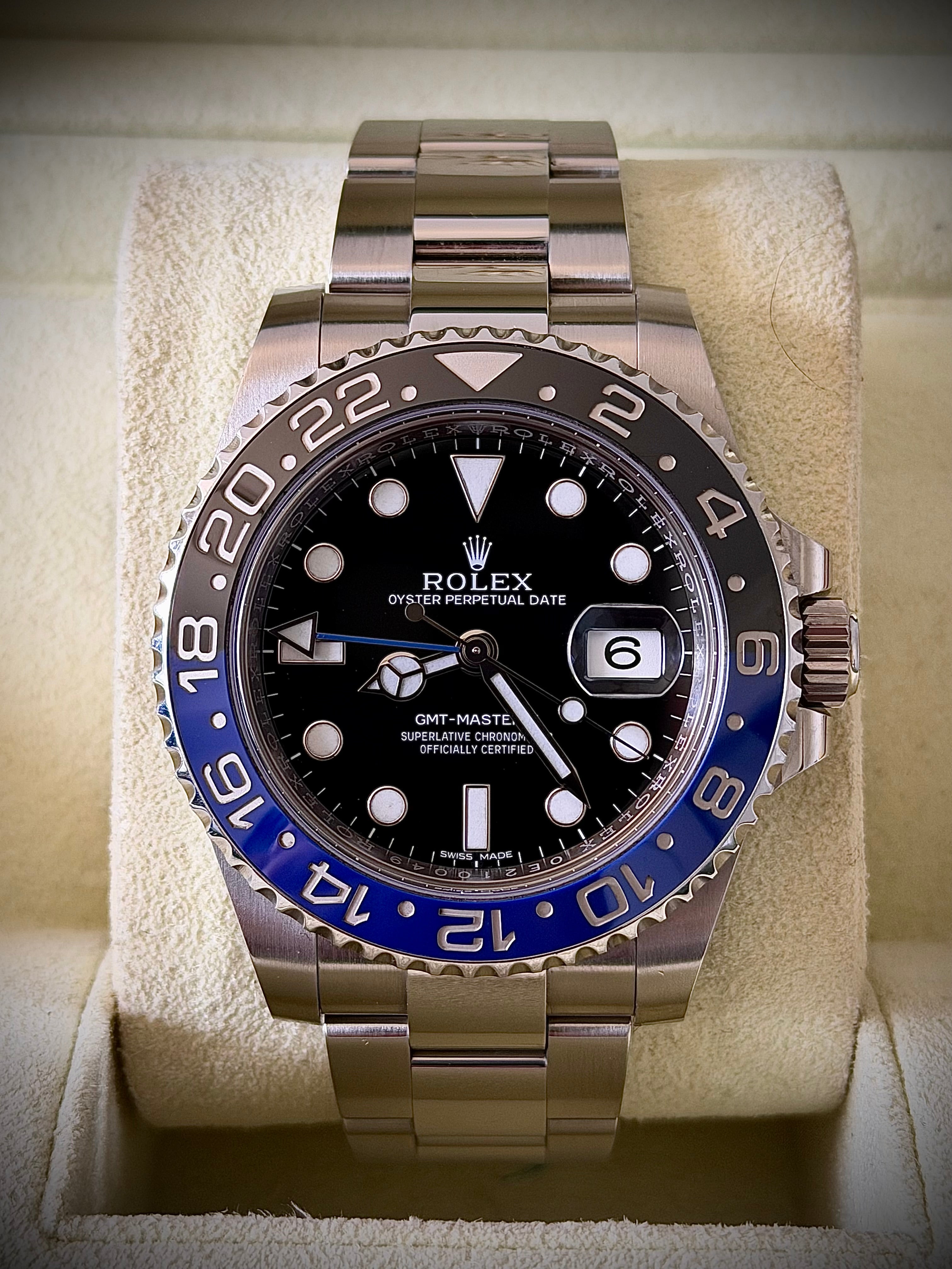 2015 ROLEX GMT MASTER II, BATMAN, 116710BLNR, BOX AND PAPERS, INC GST