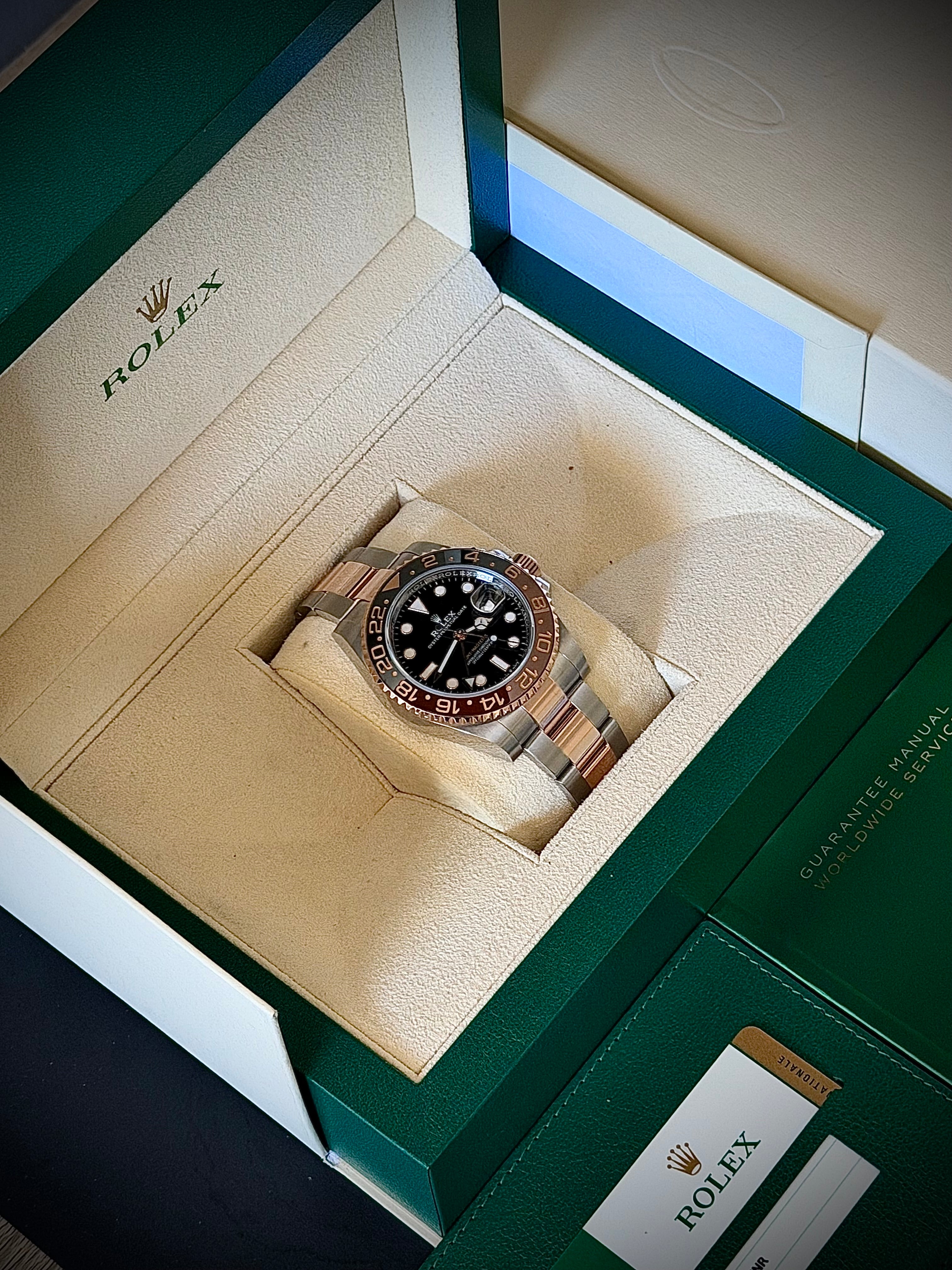 2018 ROLEX GMT MASTER II, ROOTBEER, 126711CHNR, FULL SET, INC GST