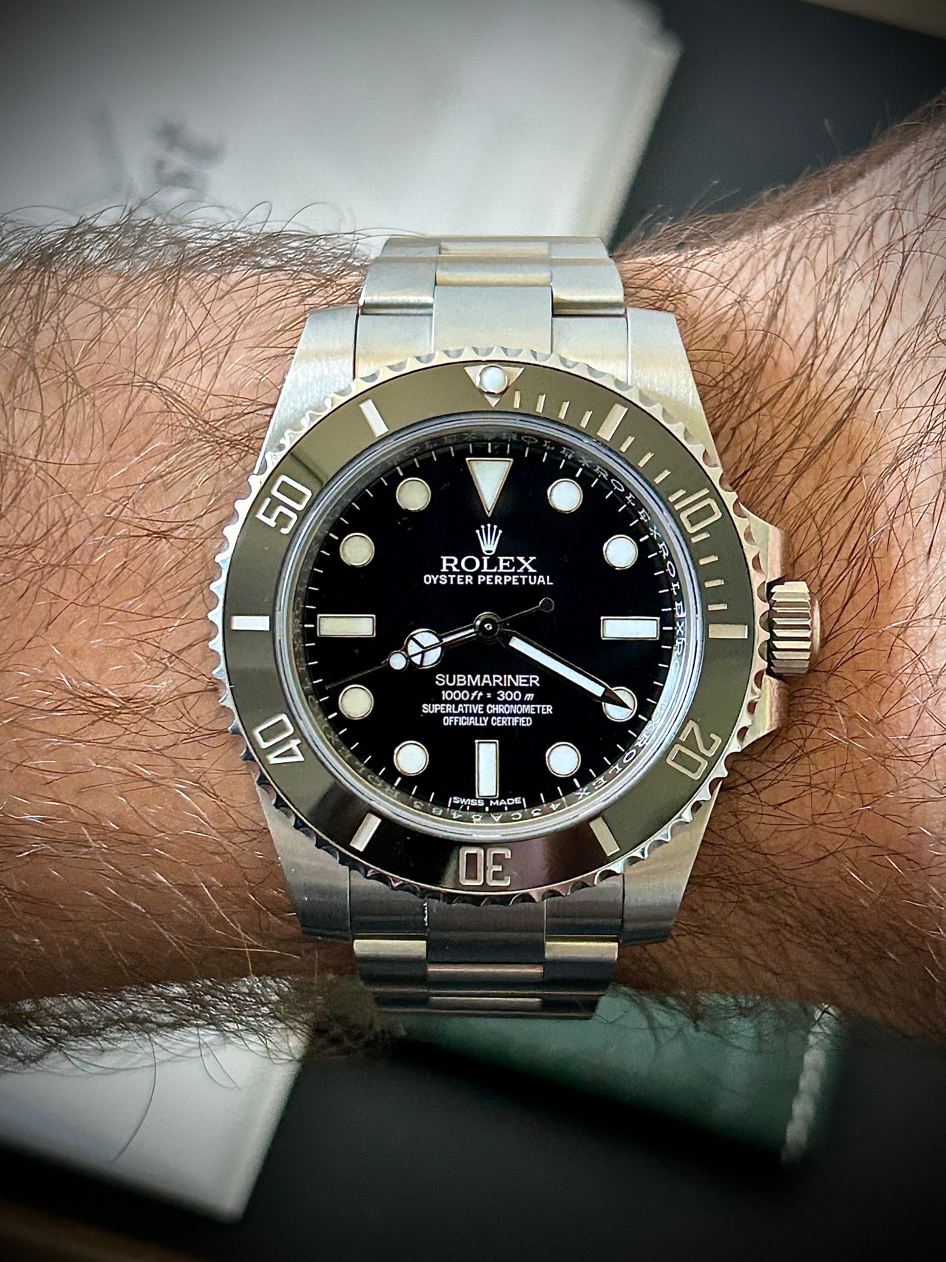 ROLEX SUBMARINER NO DATE, 114060, WATCH AND AUTHENTICITY CERTIFICATE, INC GST