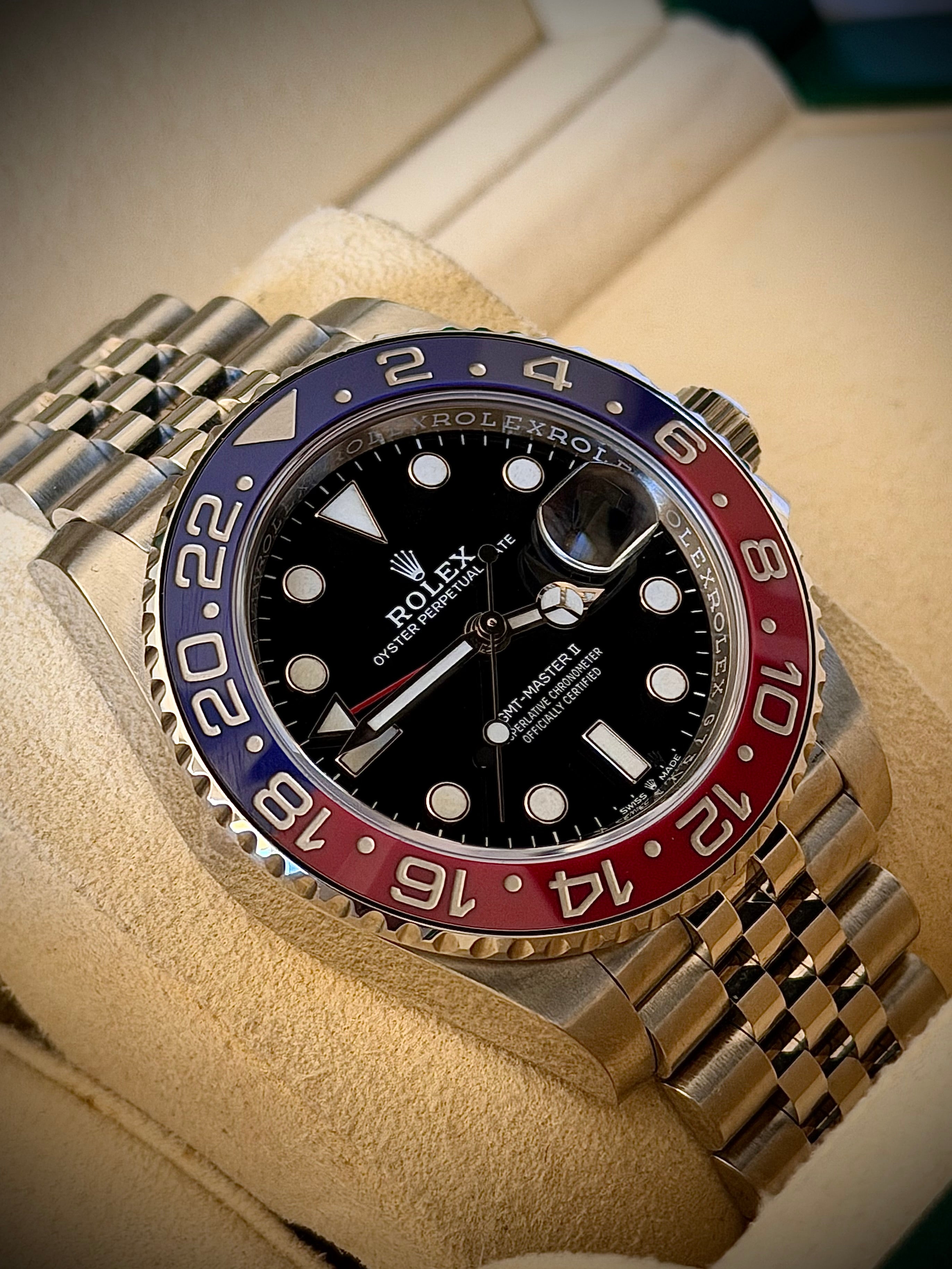 2018 ROLEX GMT MASTER II, PEPSI, MK1 BEZEL, 126710BLRO, FULL SET, INC GST