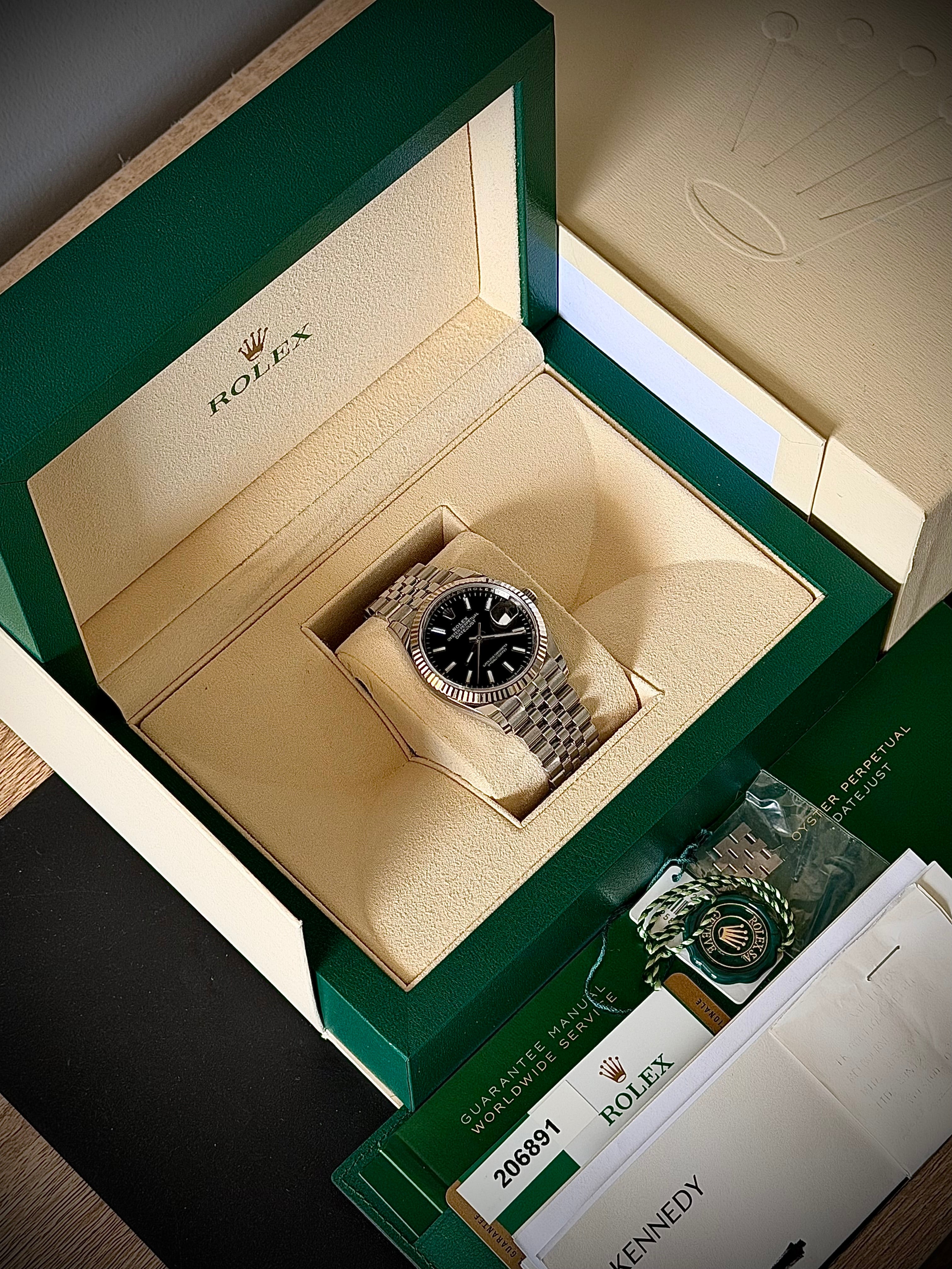 2019 ROLEX DATEJUST 36, 126234, BLACK DIAL, FULL SET, INC GST