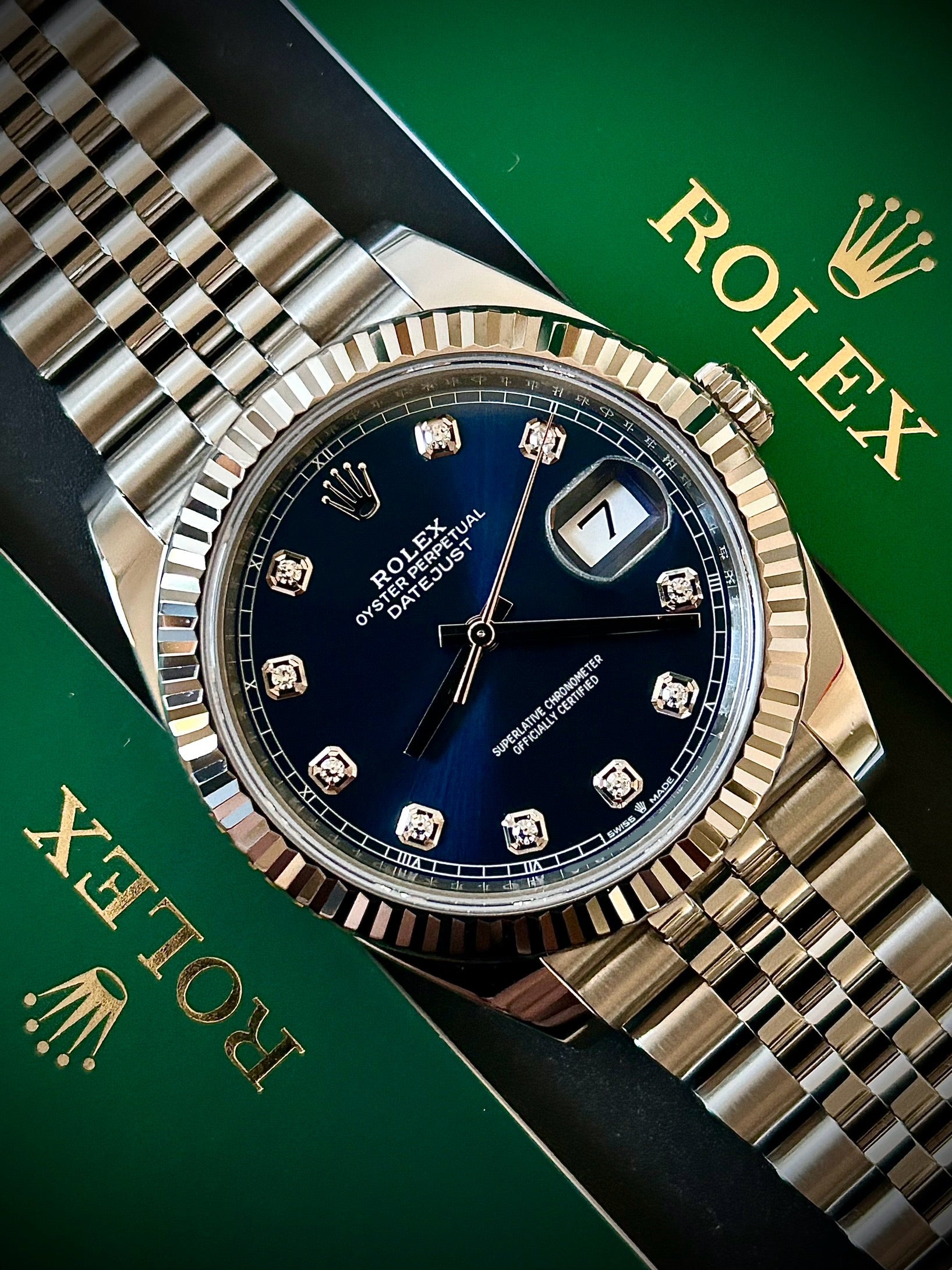 2024 ROLEX DATEJUST 41, BLUE DIAMOND DIAL, 126334, FULL SET, INC GST