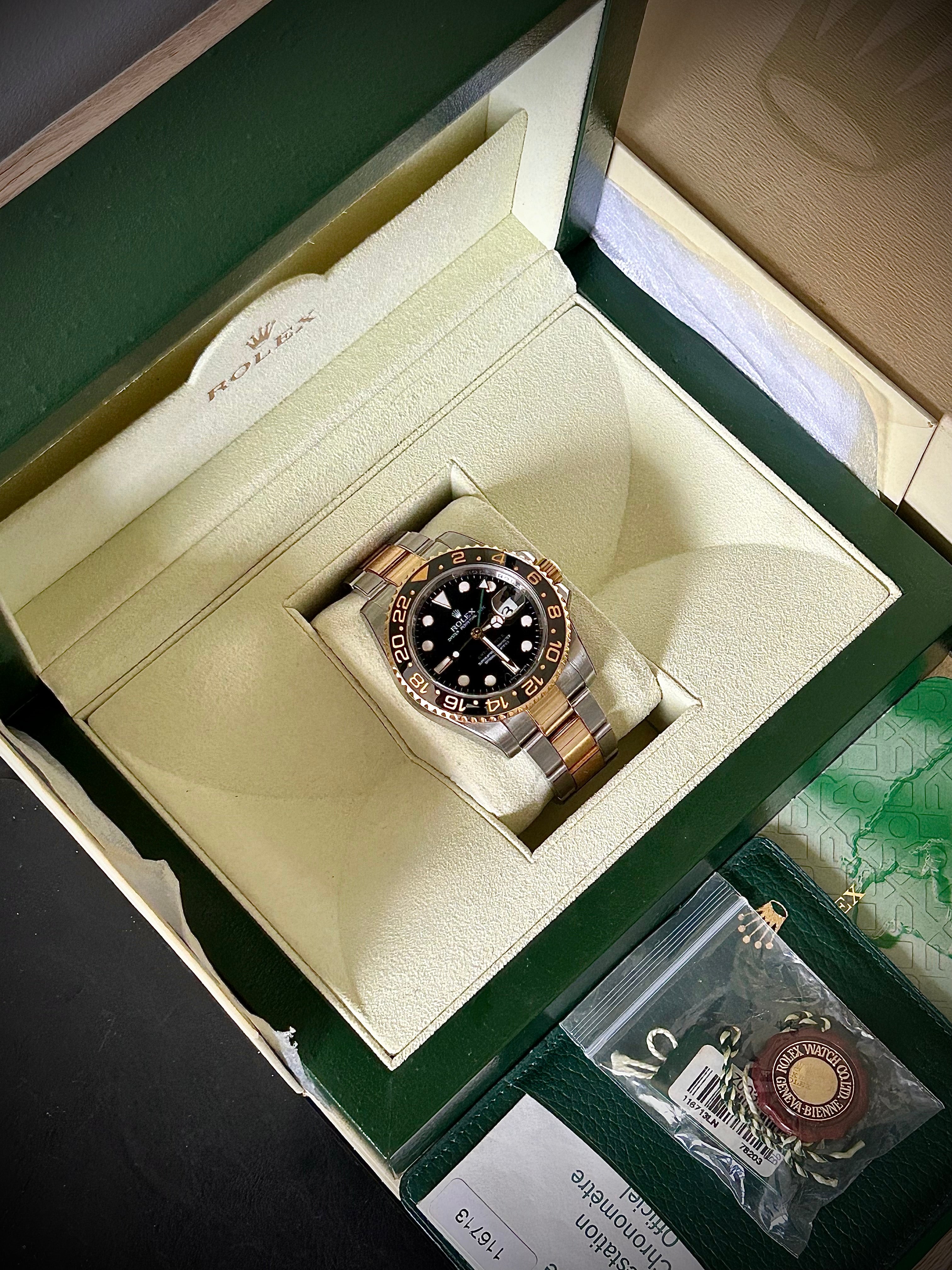 2006 ROLEX GMT MASTER II, 116713LN, BOX AND PAPERS, INC GST