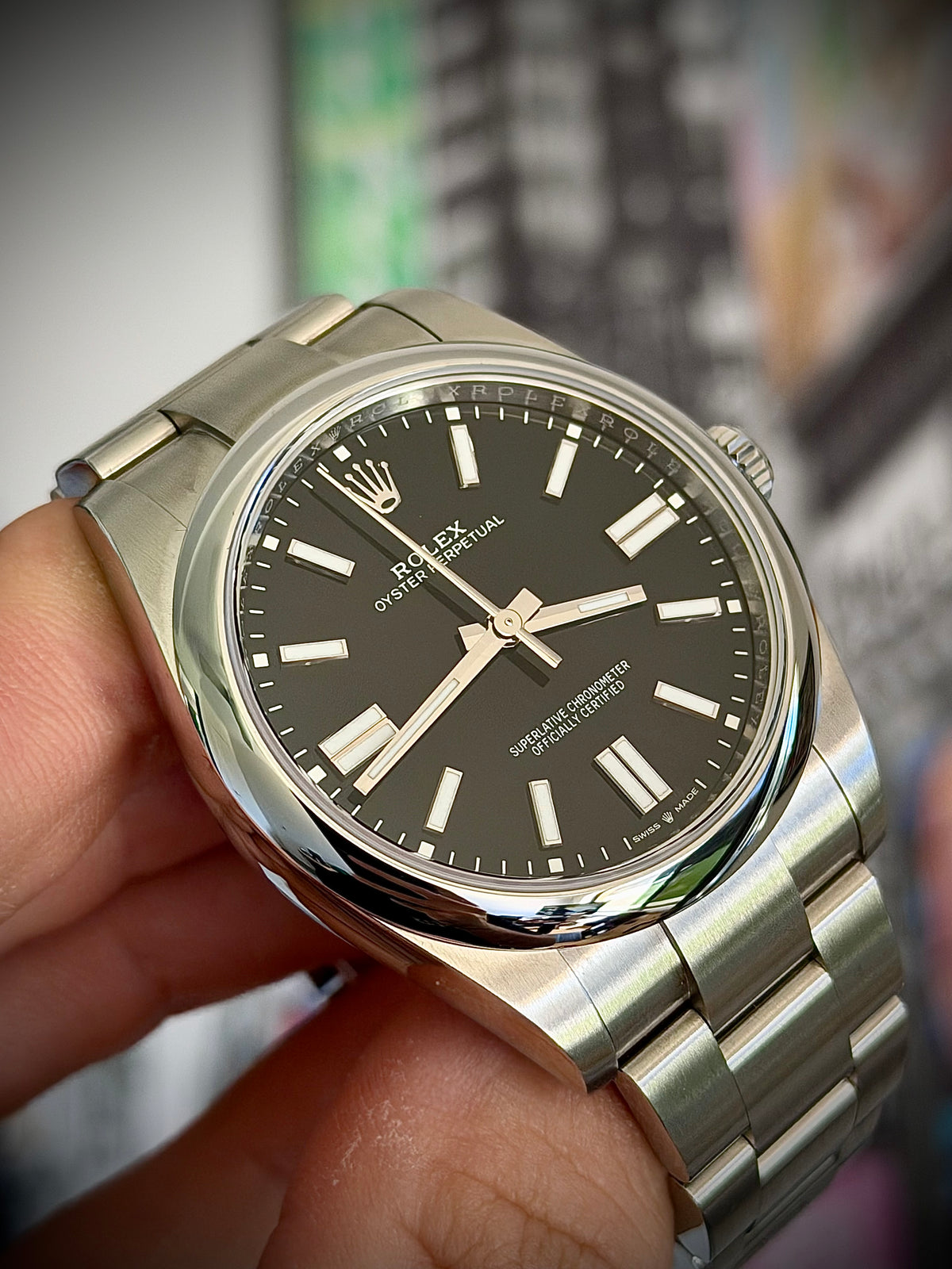 2025 ROLEX OYSTER PERPETUAL 41, 124300, BLACK DIAL, FULL SET, INC GST