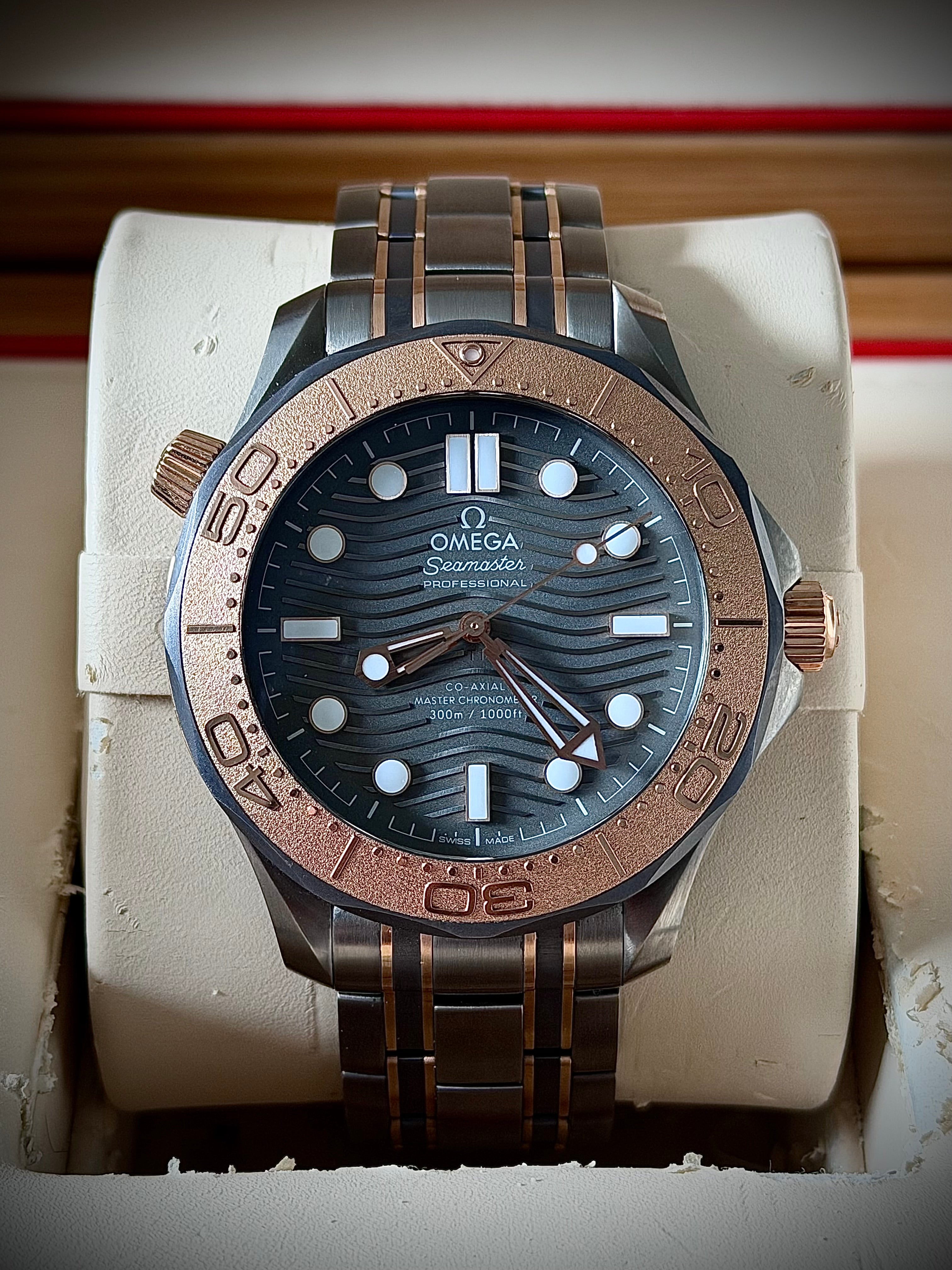 2022 OMEGA SEAMASTER DIVER 300M, LIMITED EDITION, TANTALUM, TITANUM & SEDNA GOLD, 210.60.42.20.99.001, FULL SET, INC GST