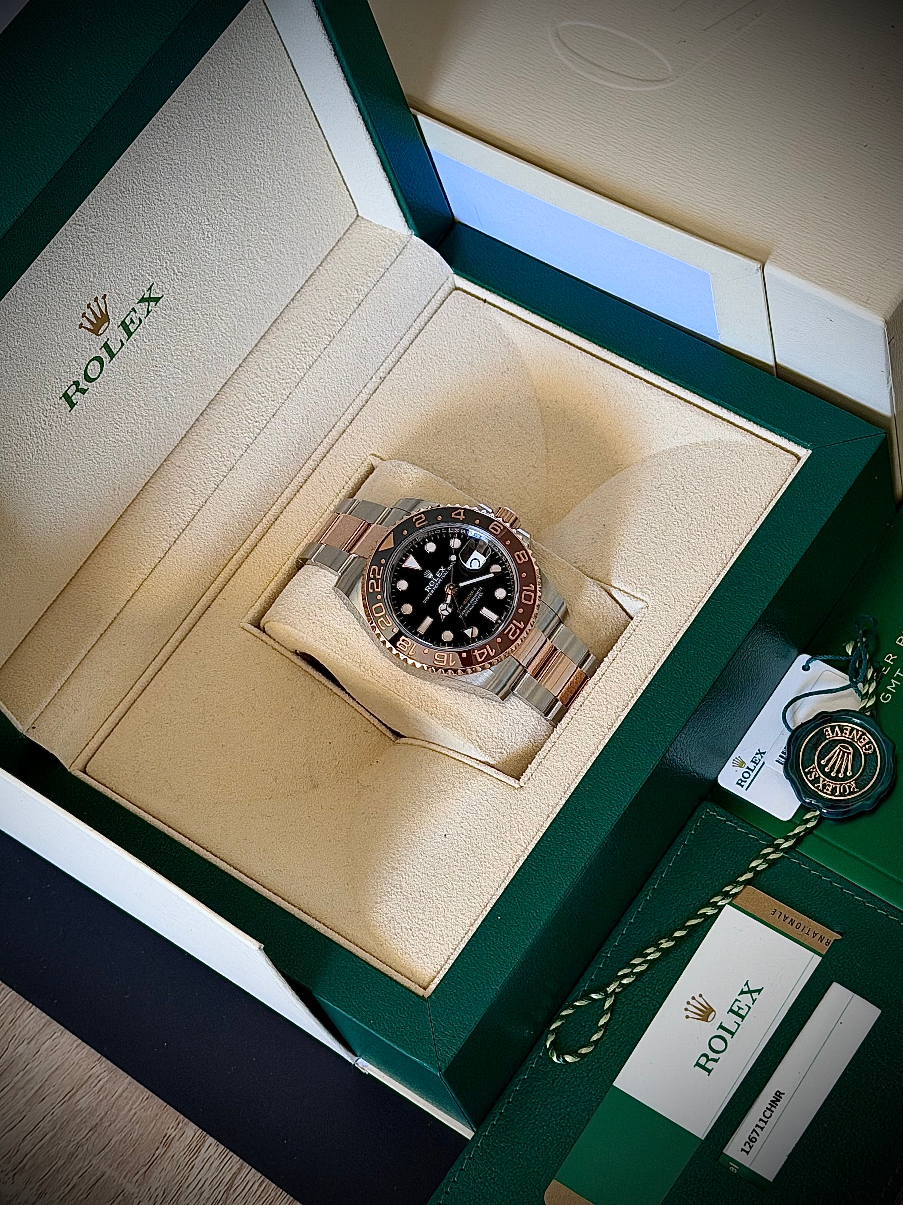 2020 ROLEX GMT MASTER II, ROOTBEER, 126711CHNR, FULL SET, INC GST