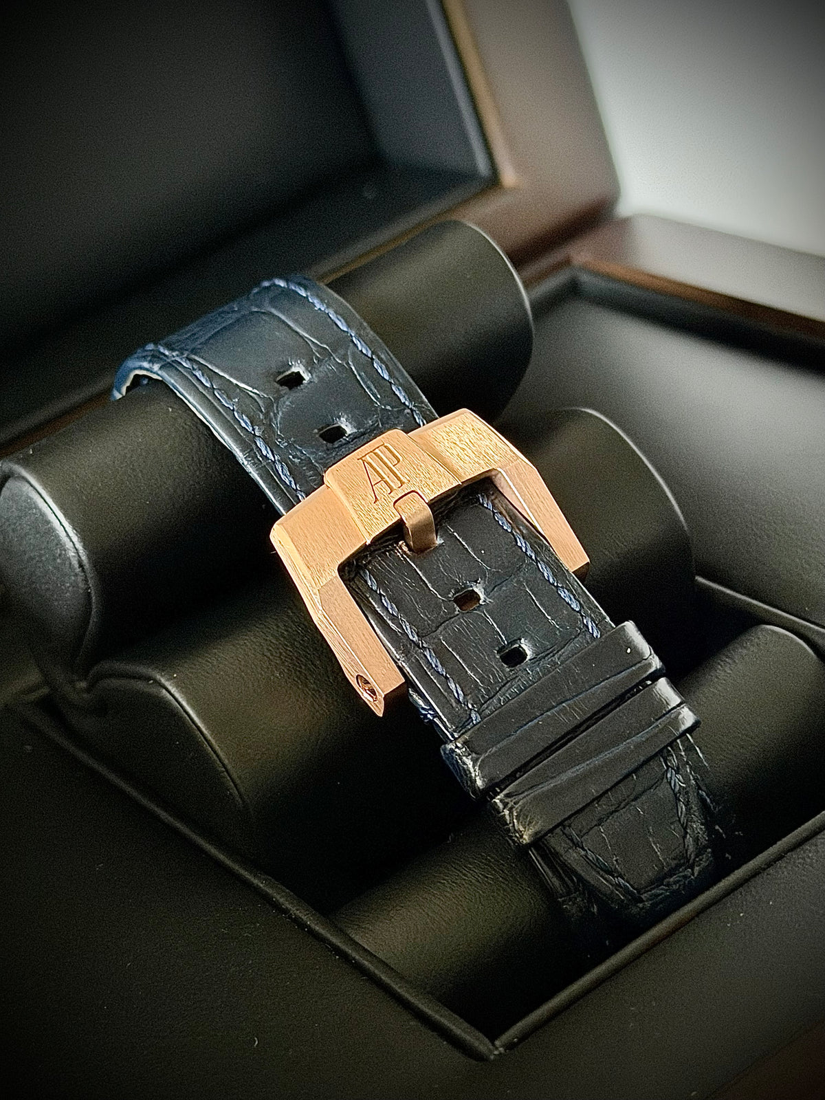 2023 AUDEMARS PIGUET CODE 11.59 SELFWINDING, 15210OR.OO.A028CR.01, 18CT PINK GOLD, SMOKED BLUE DIAL, FULL SET, INC GST