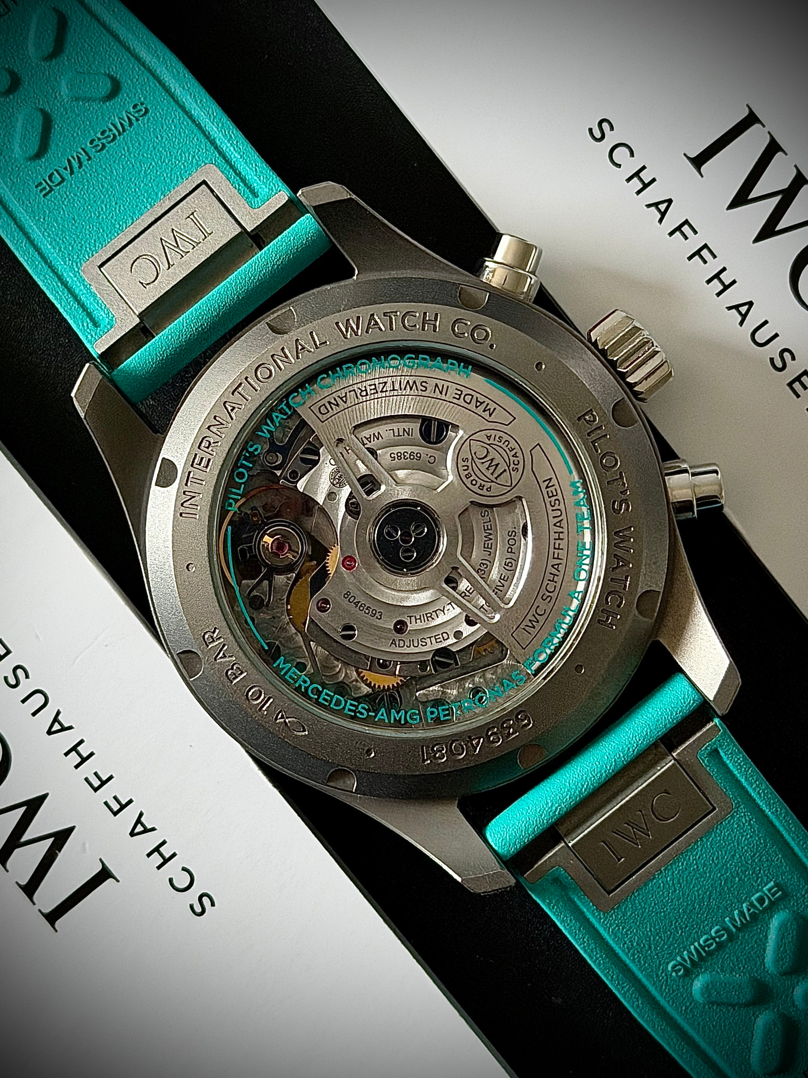 2022 IWC PILOTS WATCH CHRONOGRAPH “MERCEDES-AMG PETRONAS FORMULA ONE TEAM” IW388108, FULL SET, INC GST