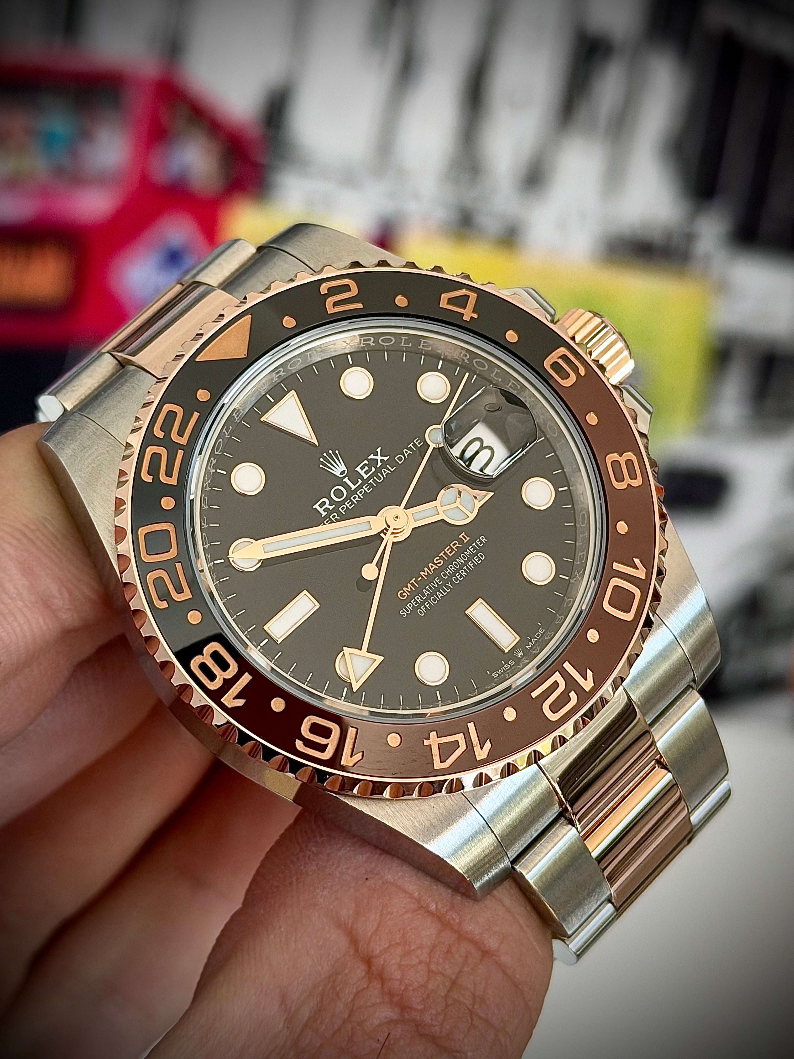 2018 ROLEX GMT MASTER II, ROOTBEER, 126711CHNR, FULL SET, INC GST