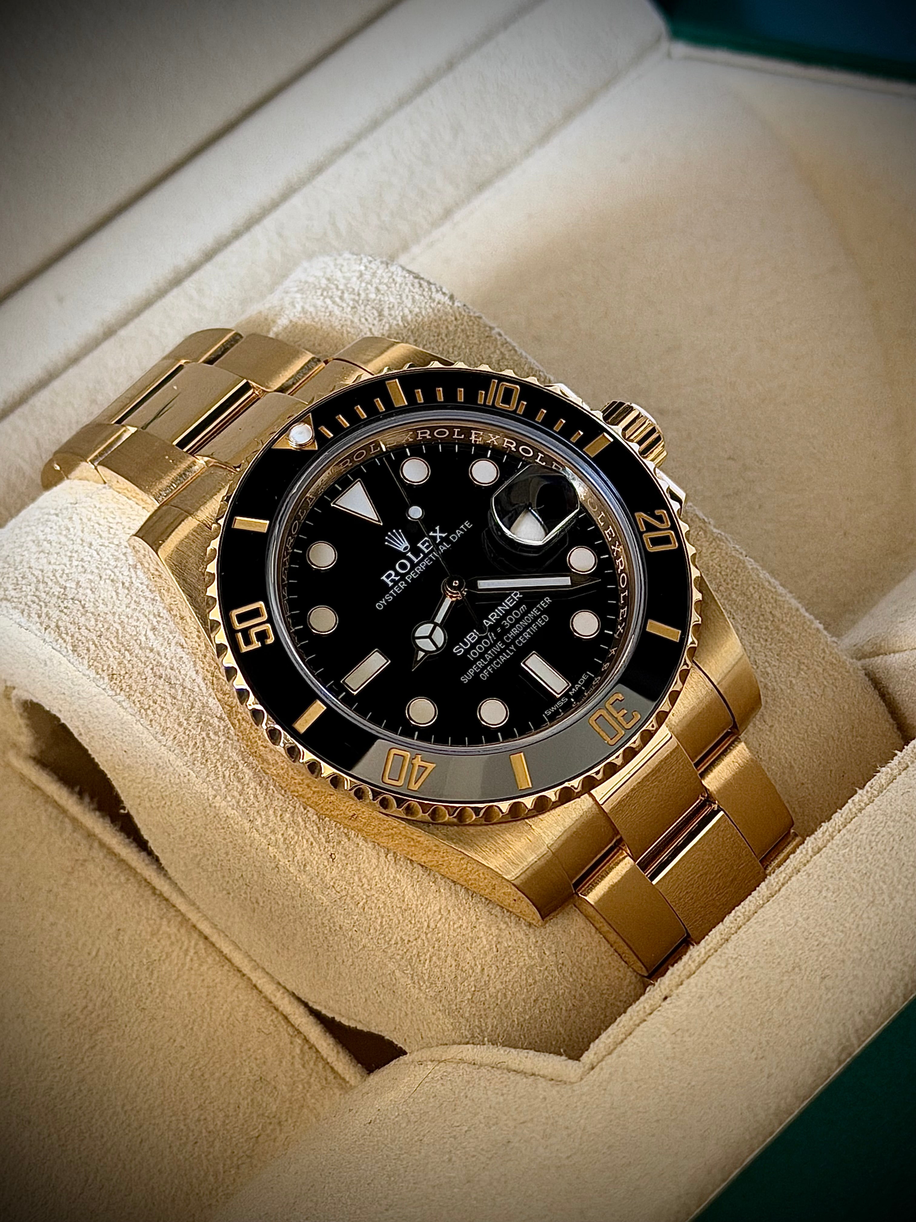 2019 ROLEX SUBMARINER DATE, YELLOW GOLD, 116618LN, BOX FULL SET, INC GST
