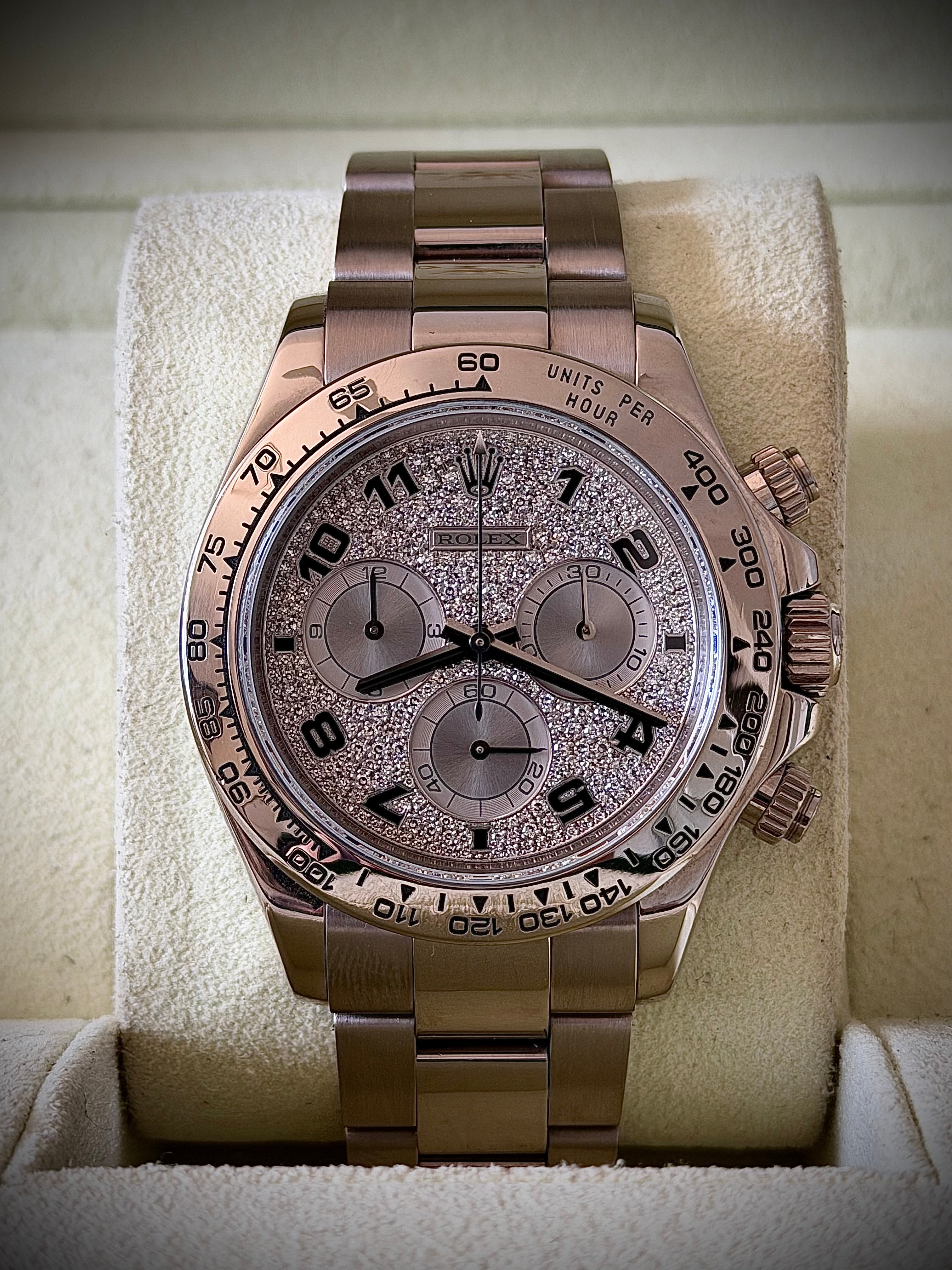 2008 ROLEX DAYTONA 18CT WHITE GOLD, 116509, FACTORY DIAMOND PAVÉ DIAL, FULL SET, INC GST