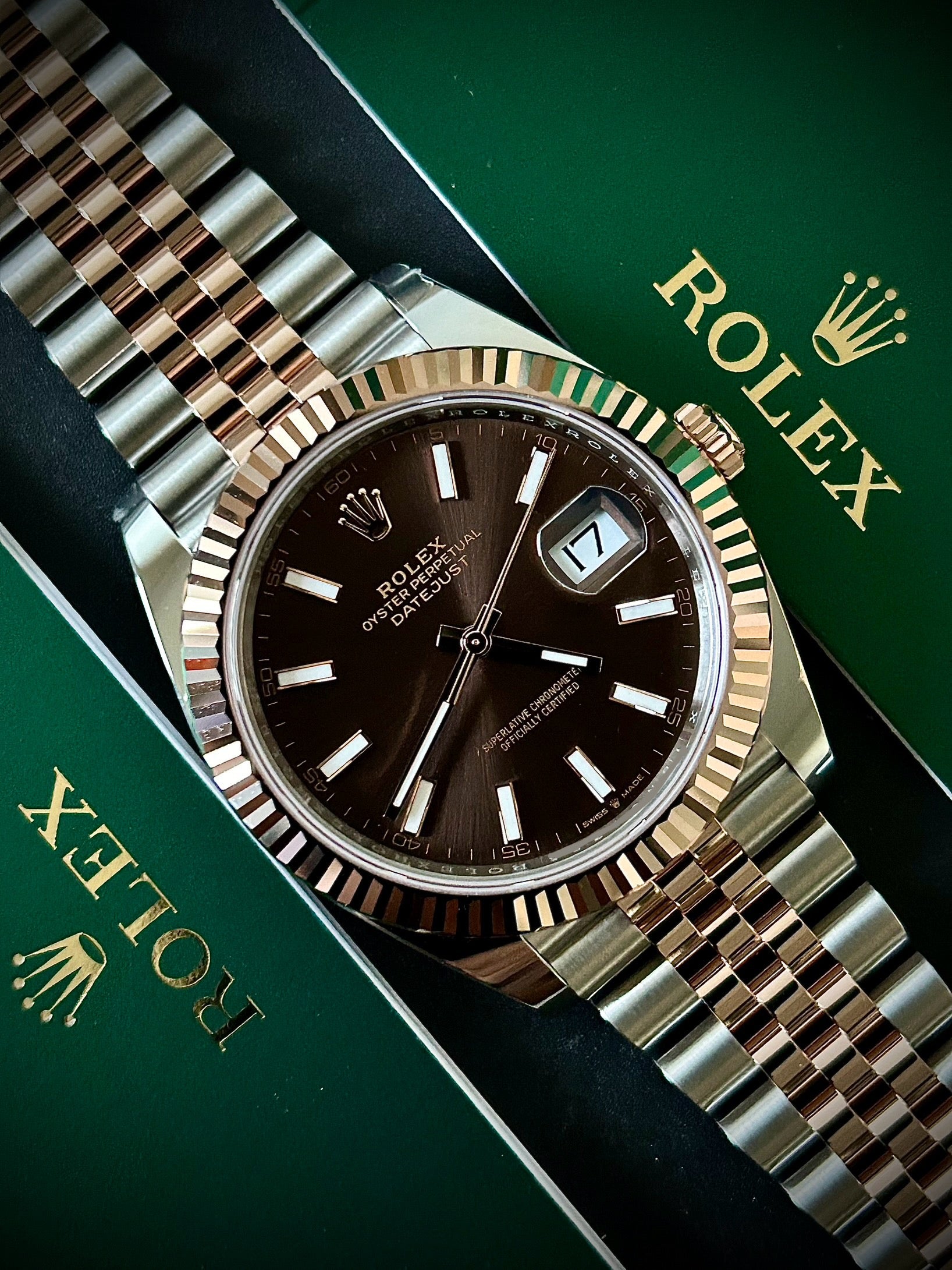 2025 ROLEX DATEJUST 41, CHOCOLATE DIAL, 126331, FULL SET, INC GST