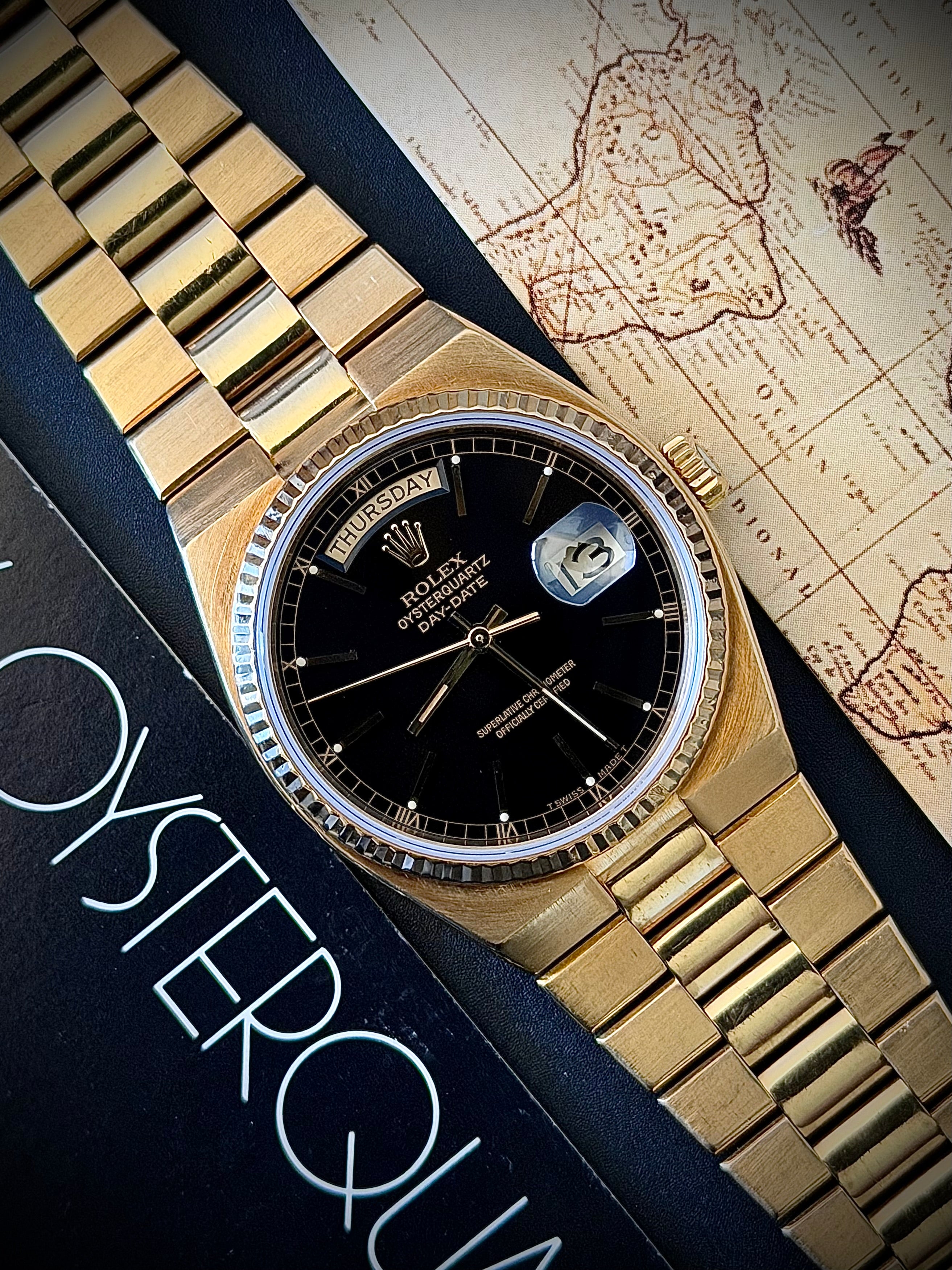 1981 ROLEX DAY-DATE OYSTERQUARTZ, PRESIDENT, 19018, FULL COLLECTORS SET, INC GST