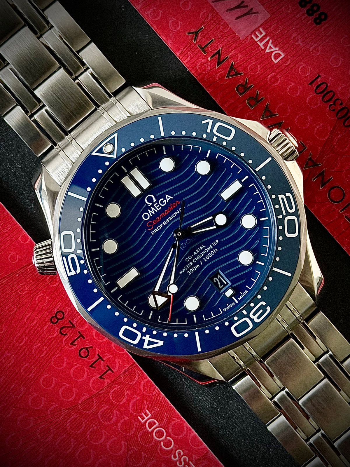 2024 OMEGA SEAMASTER DIVER 300M, 210.30.42.20.03.001, BLUE DIAL, STEEL BRACELET, FULL SET, INC GST