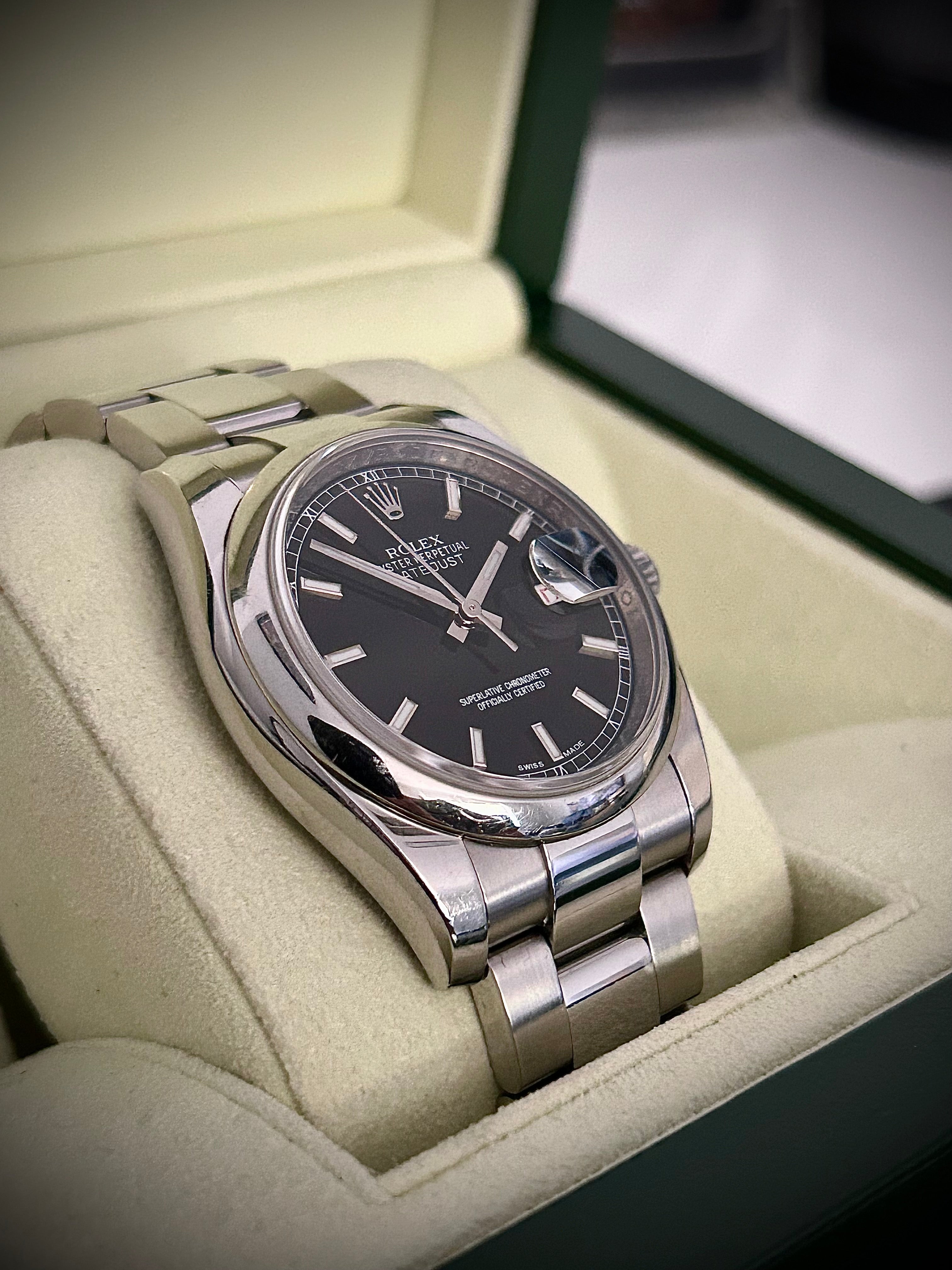 2012 ROLEX DATEJUST 36, 116200, ROULETTE DIAL, FULL SET, INC GST