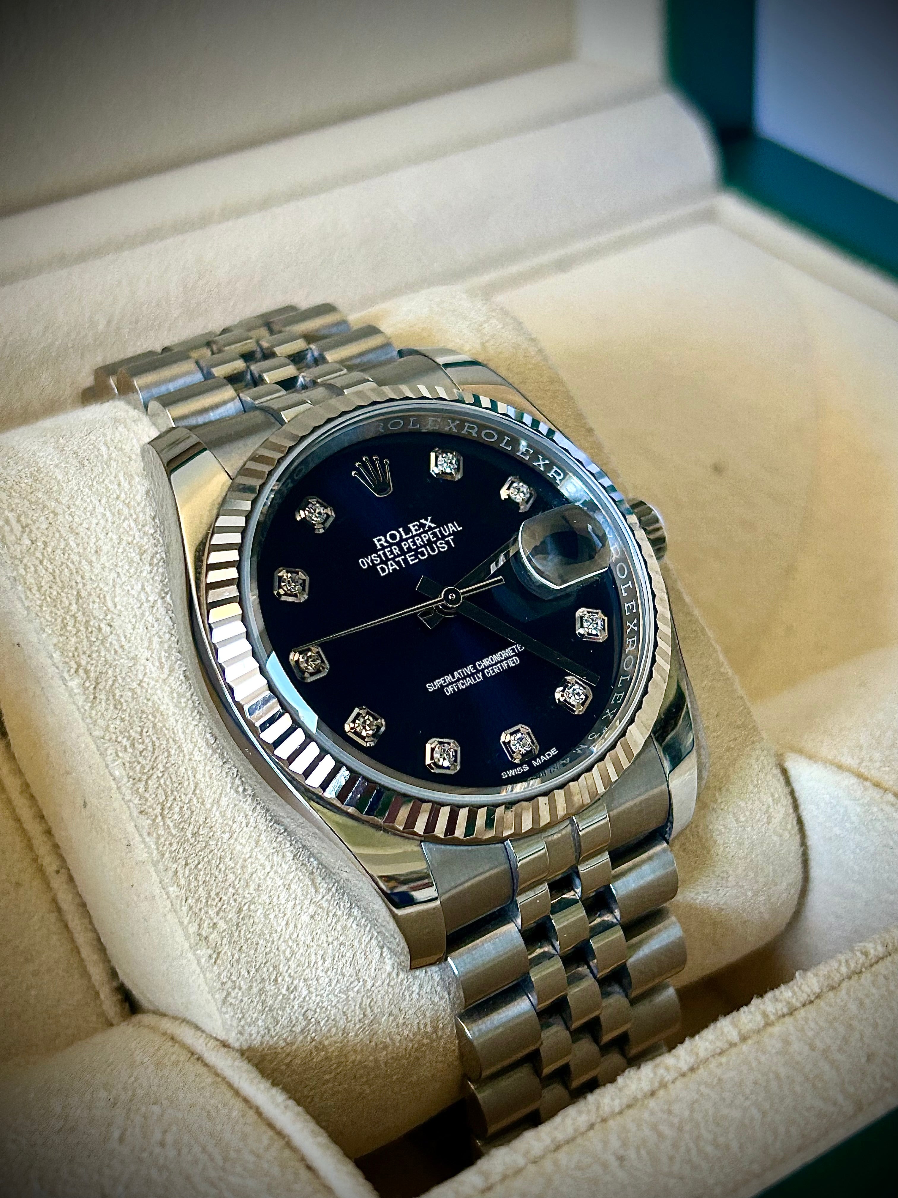 2017 ROLEX DATEJUST 36, 116234, BLUE DIAMOND DIAL, FULL SET, INC GST