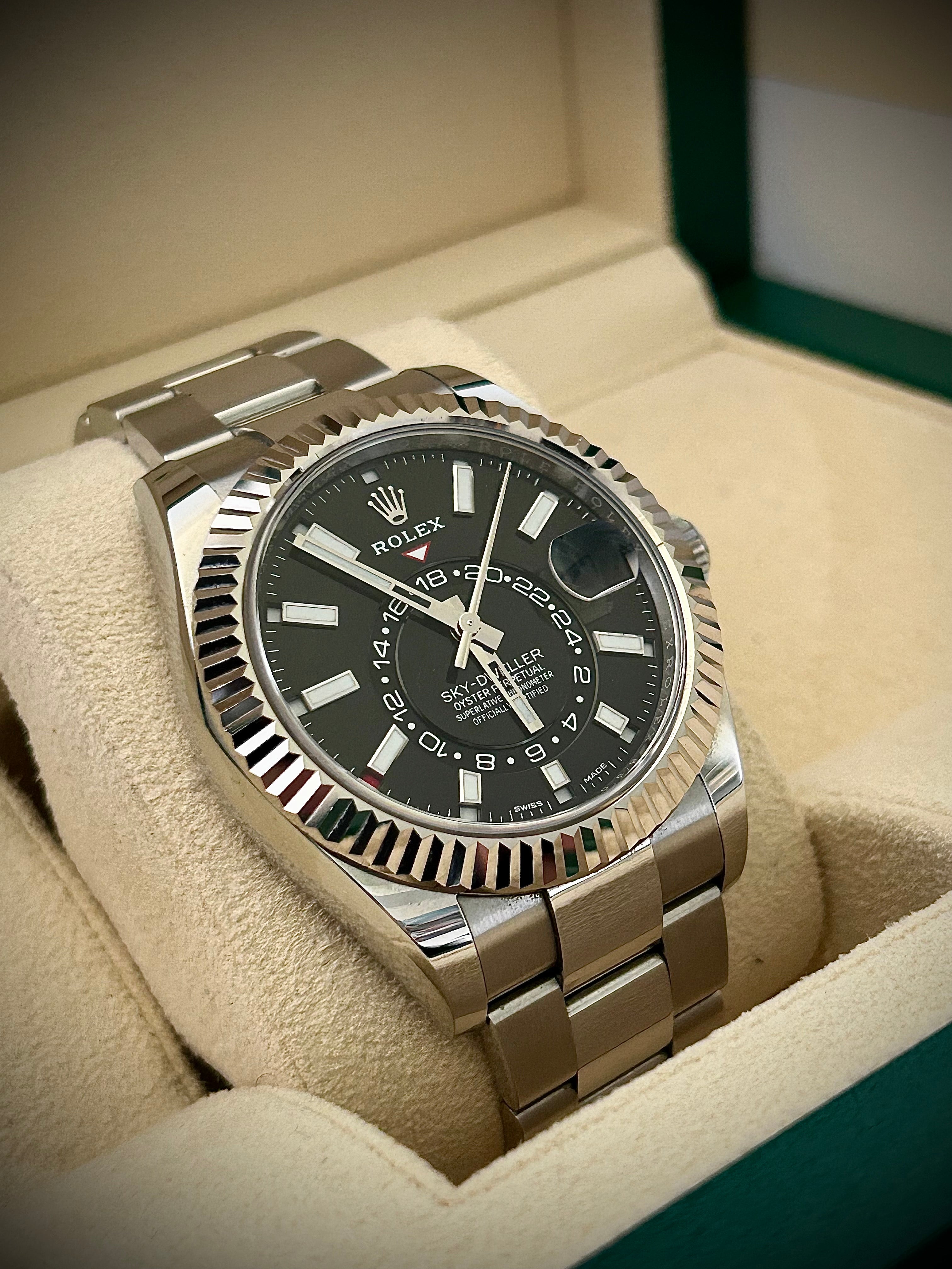 2022 ROLEX SKY DWELLER, BLACK DIAL, OYSTER, 326934, FULL SET, INC GST