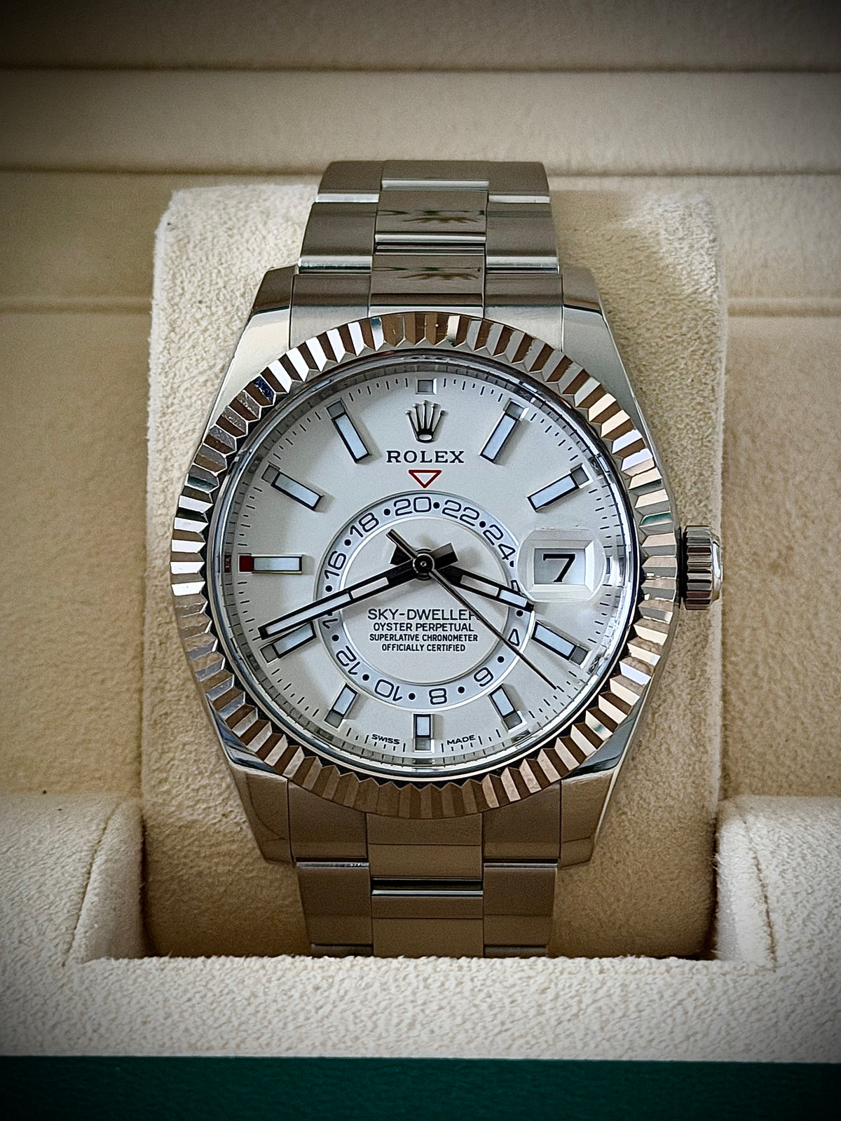2021 ROLEX SKY-DWELLER, 326934, WHITE DIAL, OYSTER BRACELET, BOX AND PAPERS, INC GST
