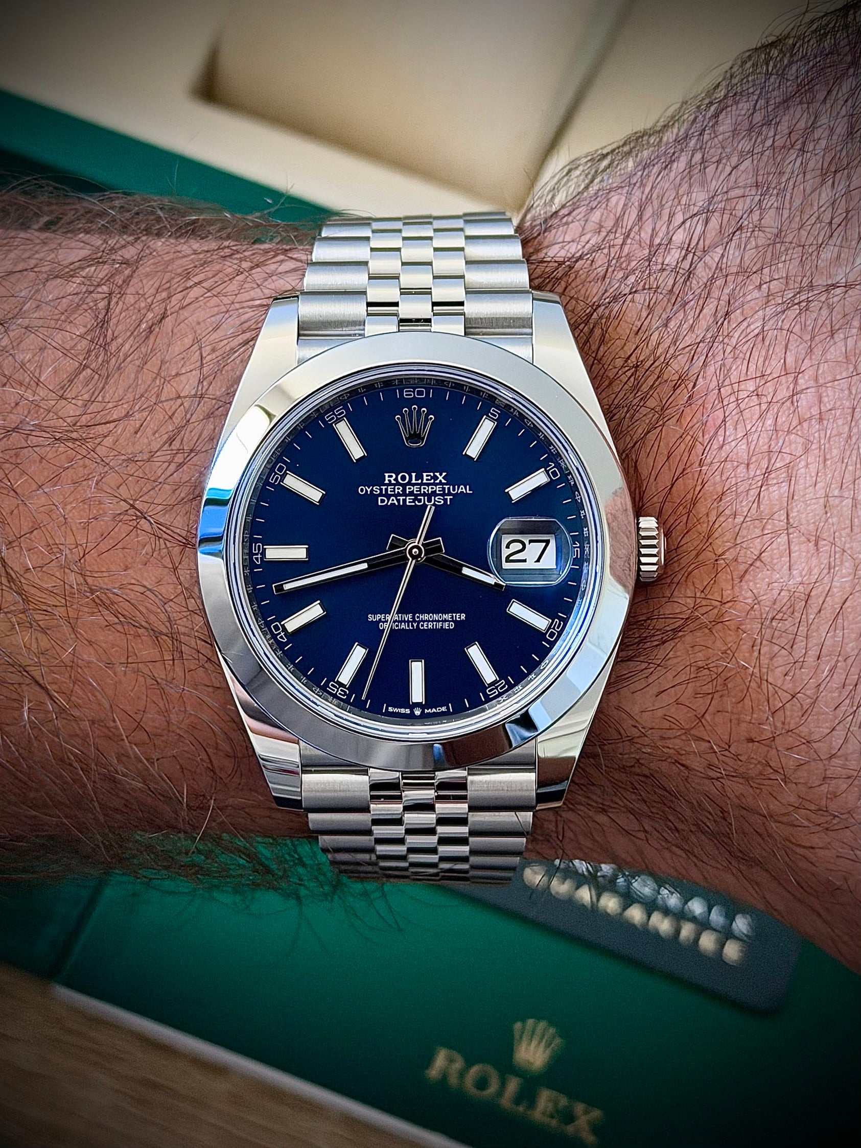 2026 ROLEX DATEJUST 41, BLUE DIAL, SMOOTH JUBILEE 126300, BRAND NEW, FULL SET, INC GST