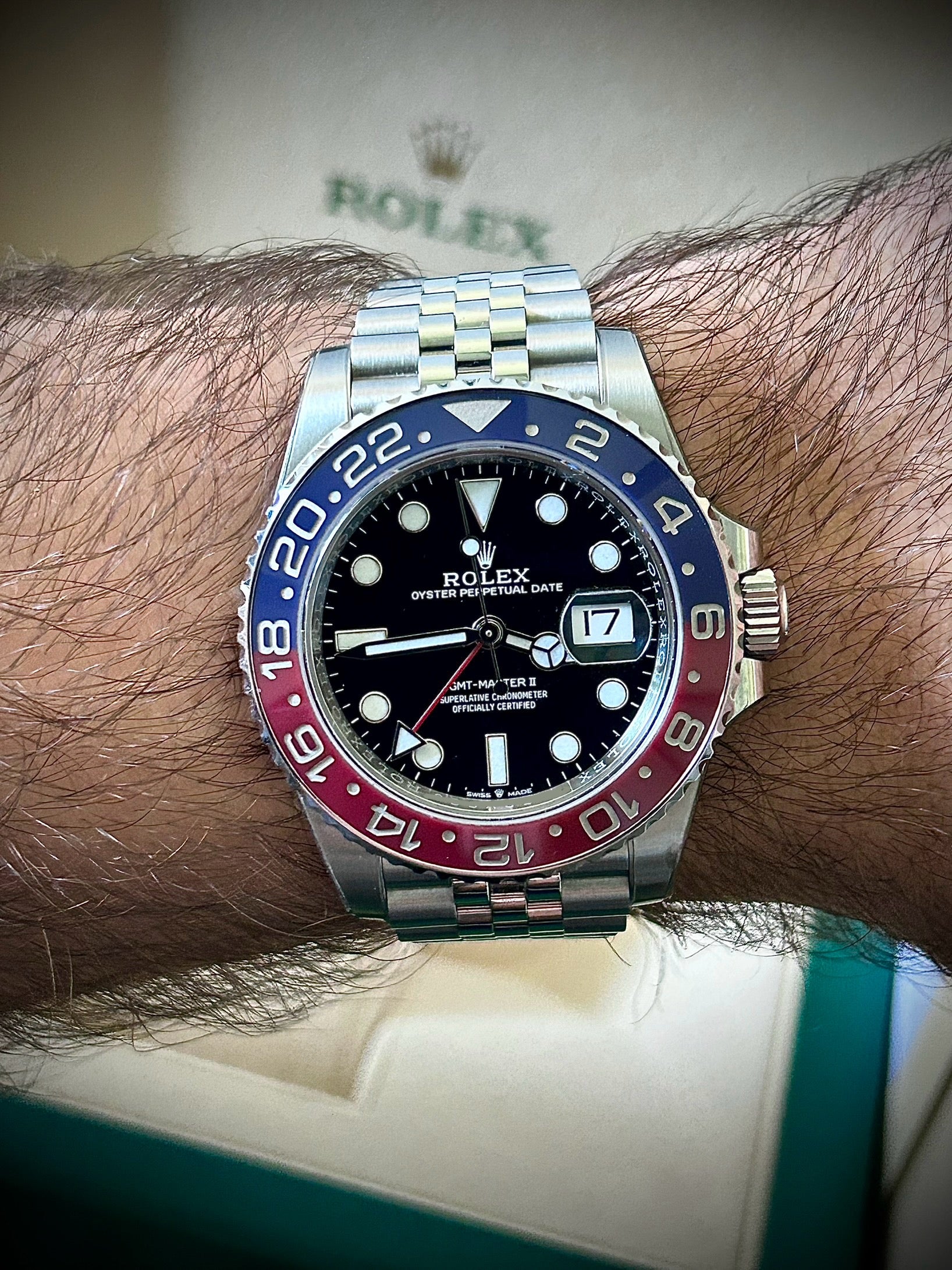 2022 ROLEX GMT MASTER II, PEPSI, 126710BLRO, FULL SET, INC GST