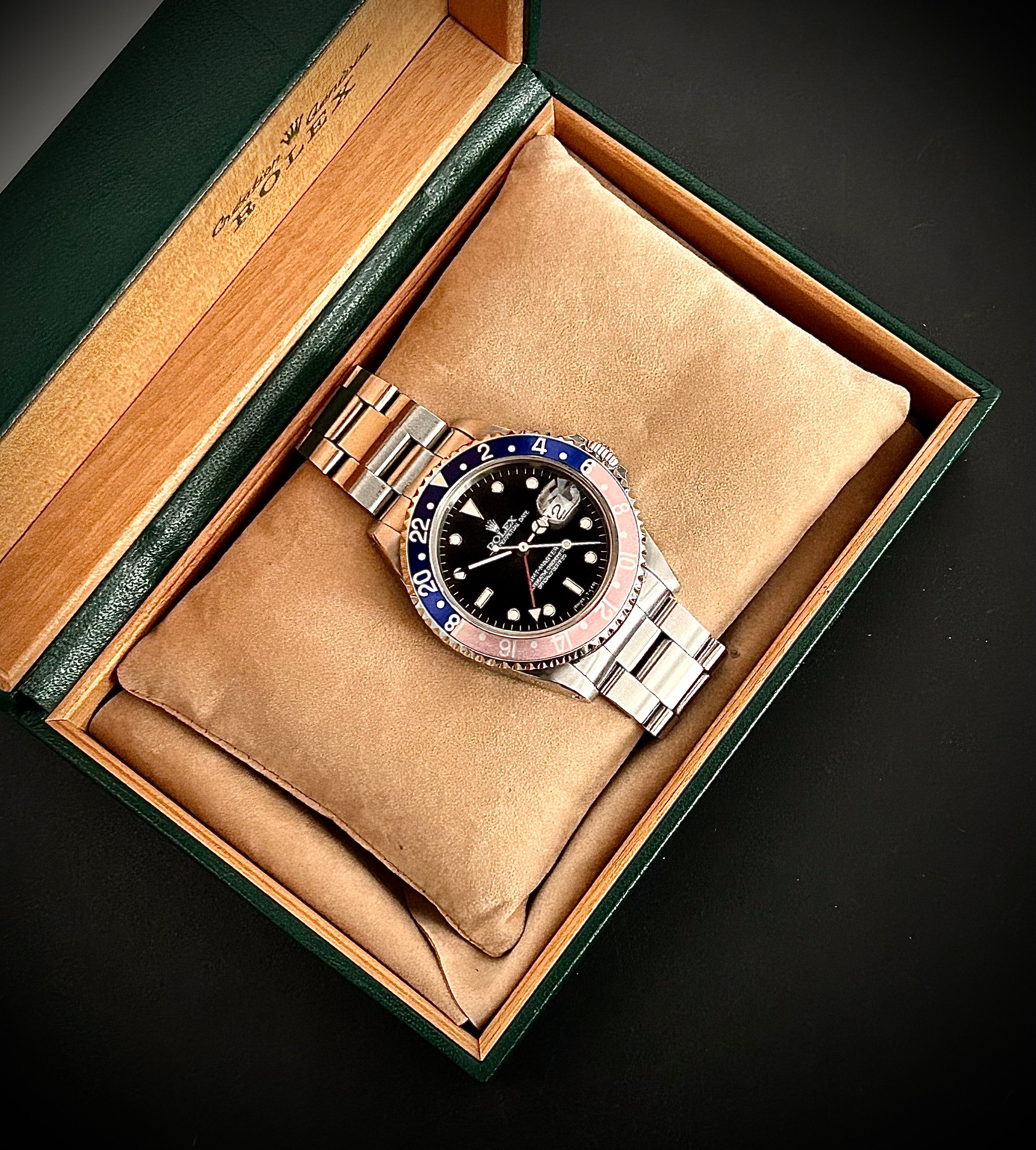 1991 ROLEX GMT MASTER, FADED PEPSI, 16700, WATCH AND BOX INC GST