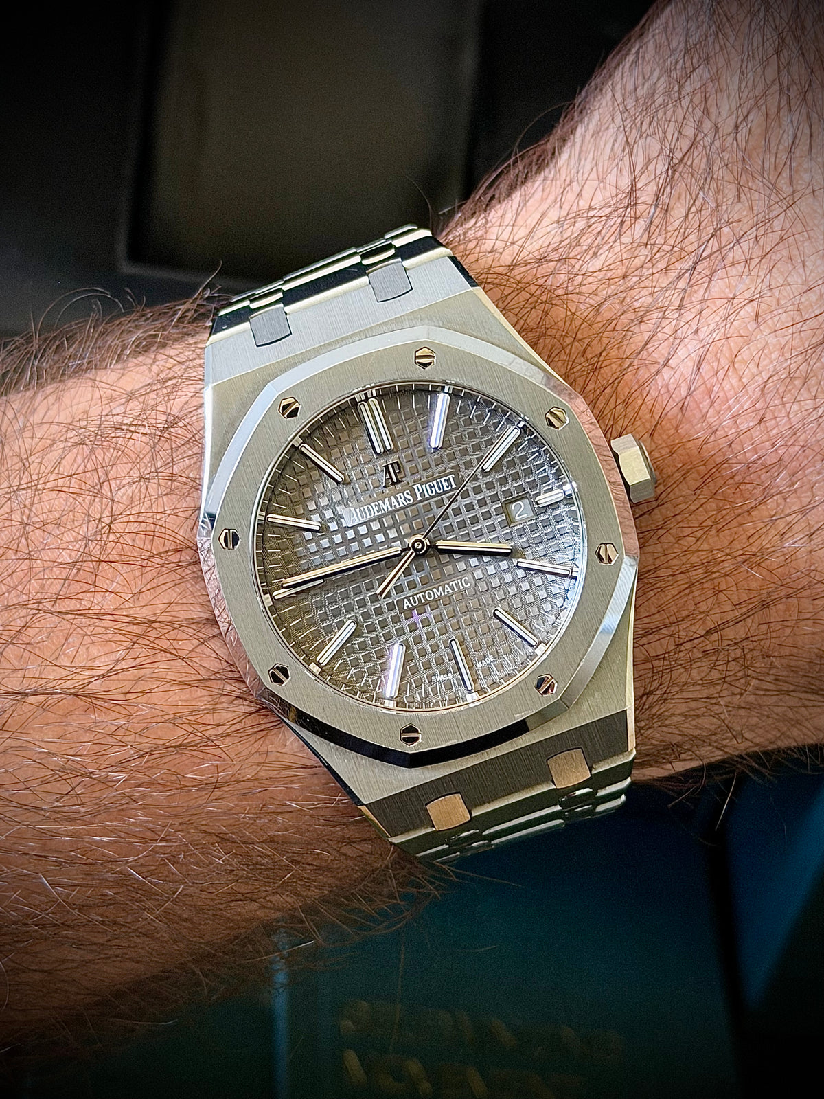 2019 AUDEMARS PIGUET ROYAL OAK 41, 15400ST.OO.1220ST.04, GREY RUTHENIUM DIAL, FULL SET, 2025 AP SERVICE, INC GST