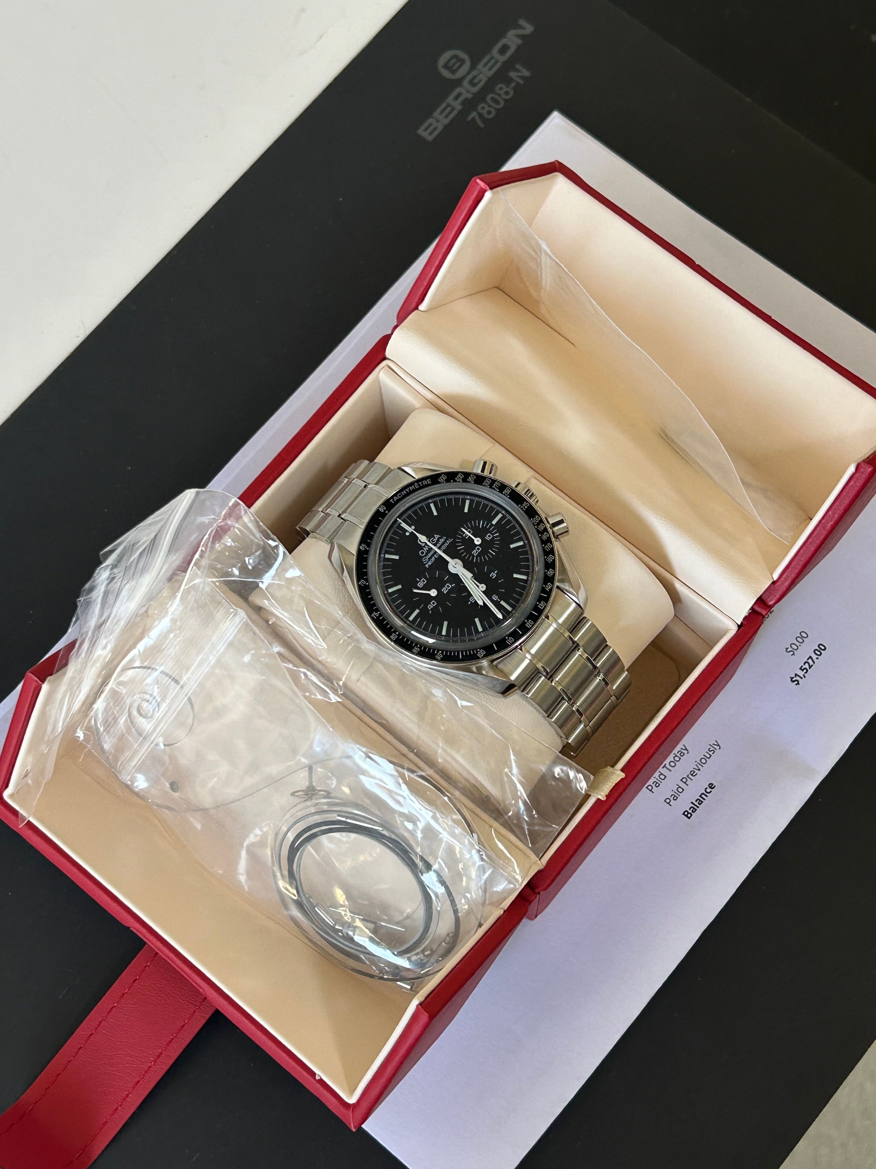 2000 OMEGA SPEEDMASTER MOONWATCH, WATCH AND BOX, FULLY SERVICED, INC GST