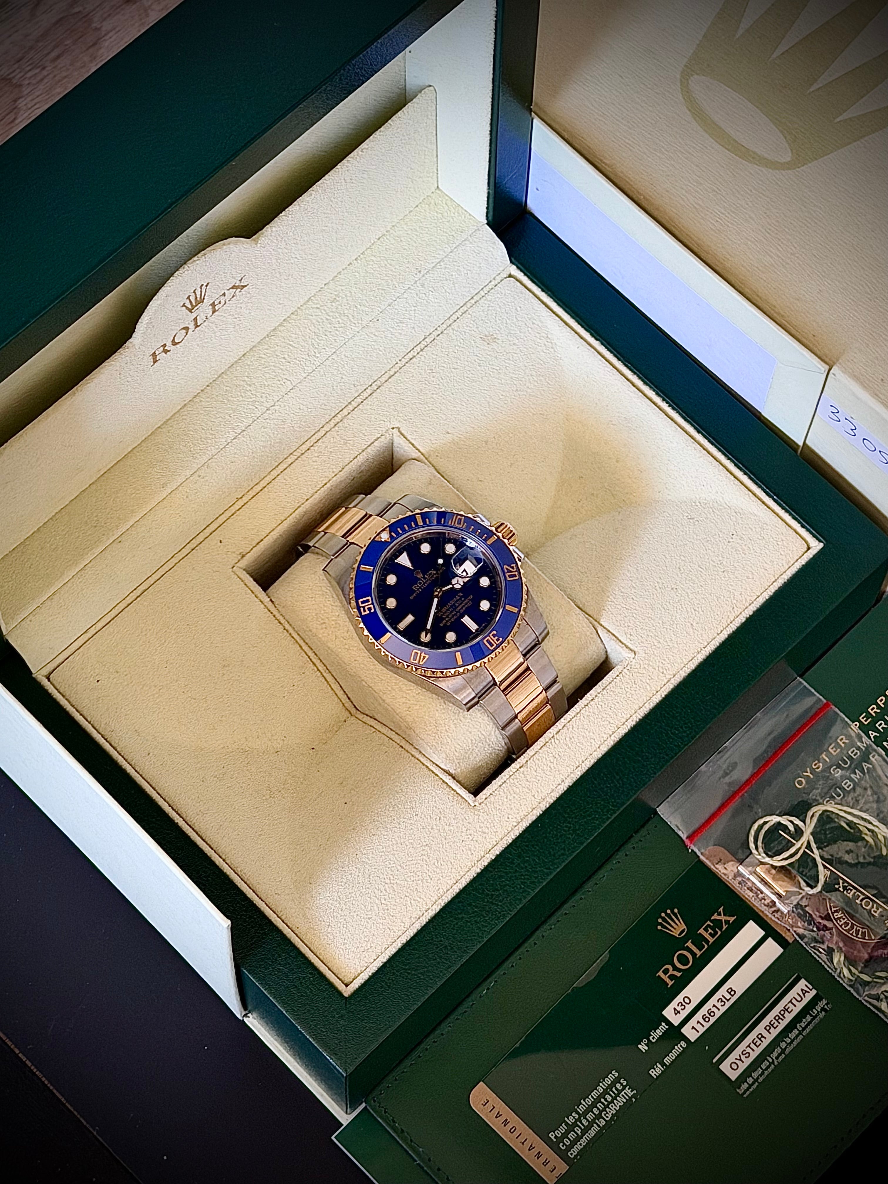 2013 ROLEX SUBMARINER DATE “BLUESY”, 116613LB, BOX & PAPERS, INC GST