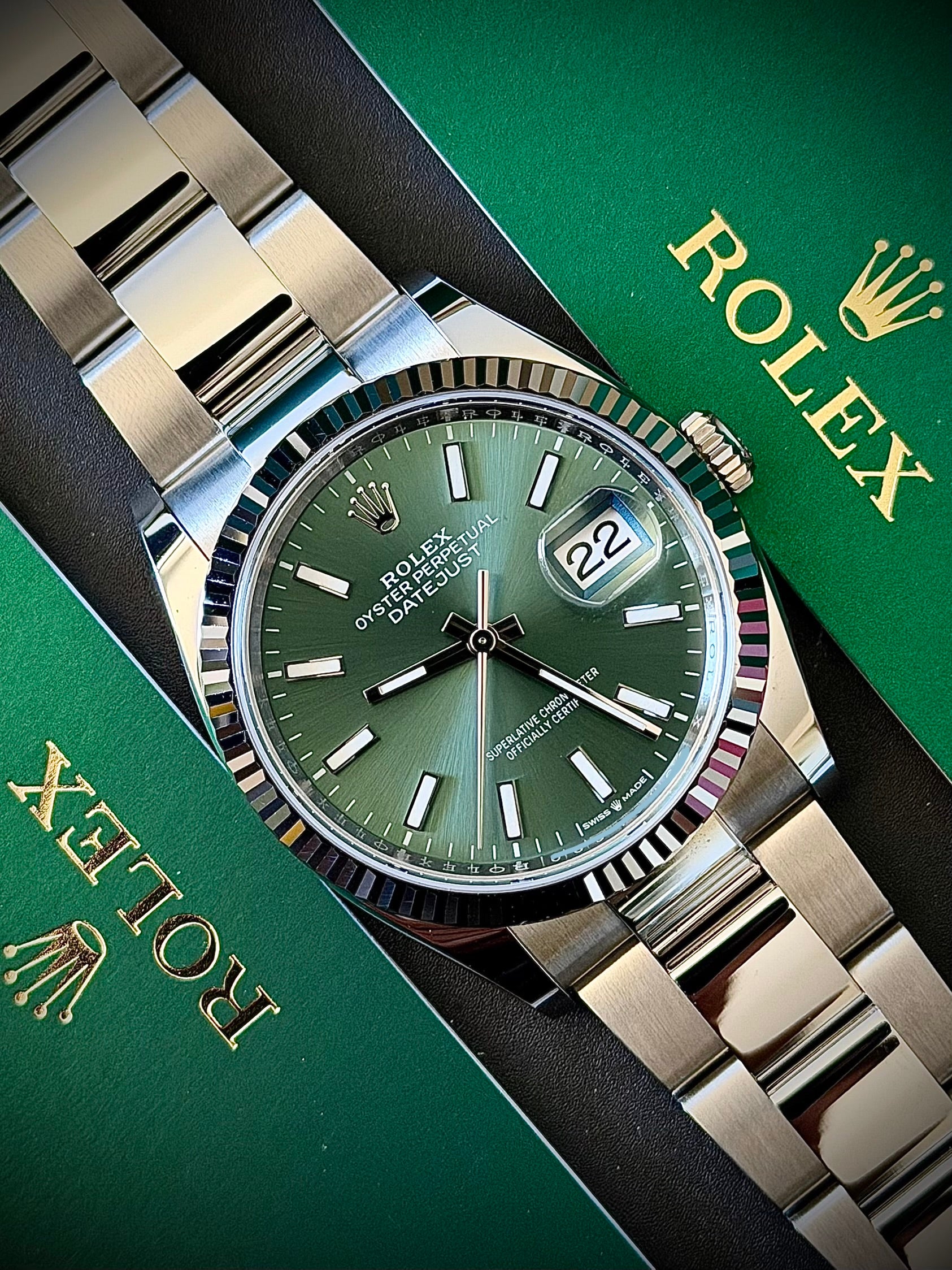 2026 ROLEX DATEJUST 36, 126234, MINT GREEN DIAL, OYSTER BRACELET, AS NEW, FULL SET, INC GST