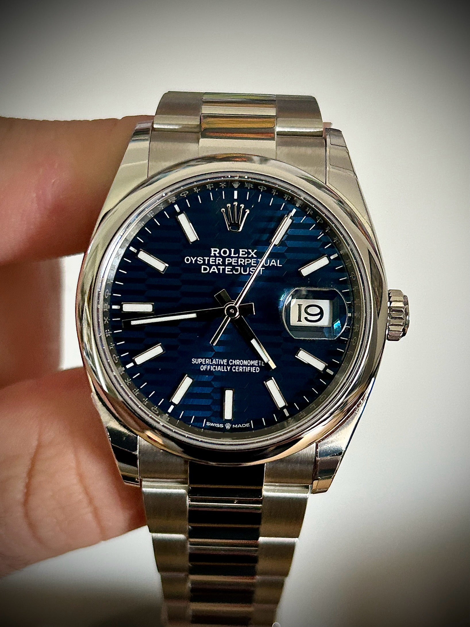 2024 ROLEX DATEJUST 36 BLUE MOTIF DIAL DIAL, 126200, FULL SET, INC GST