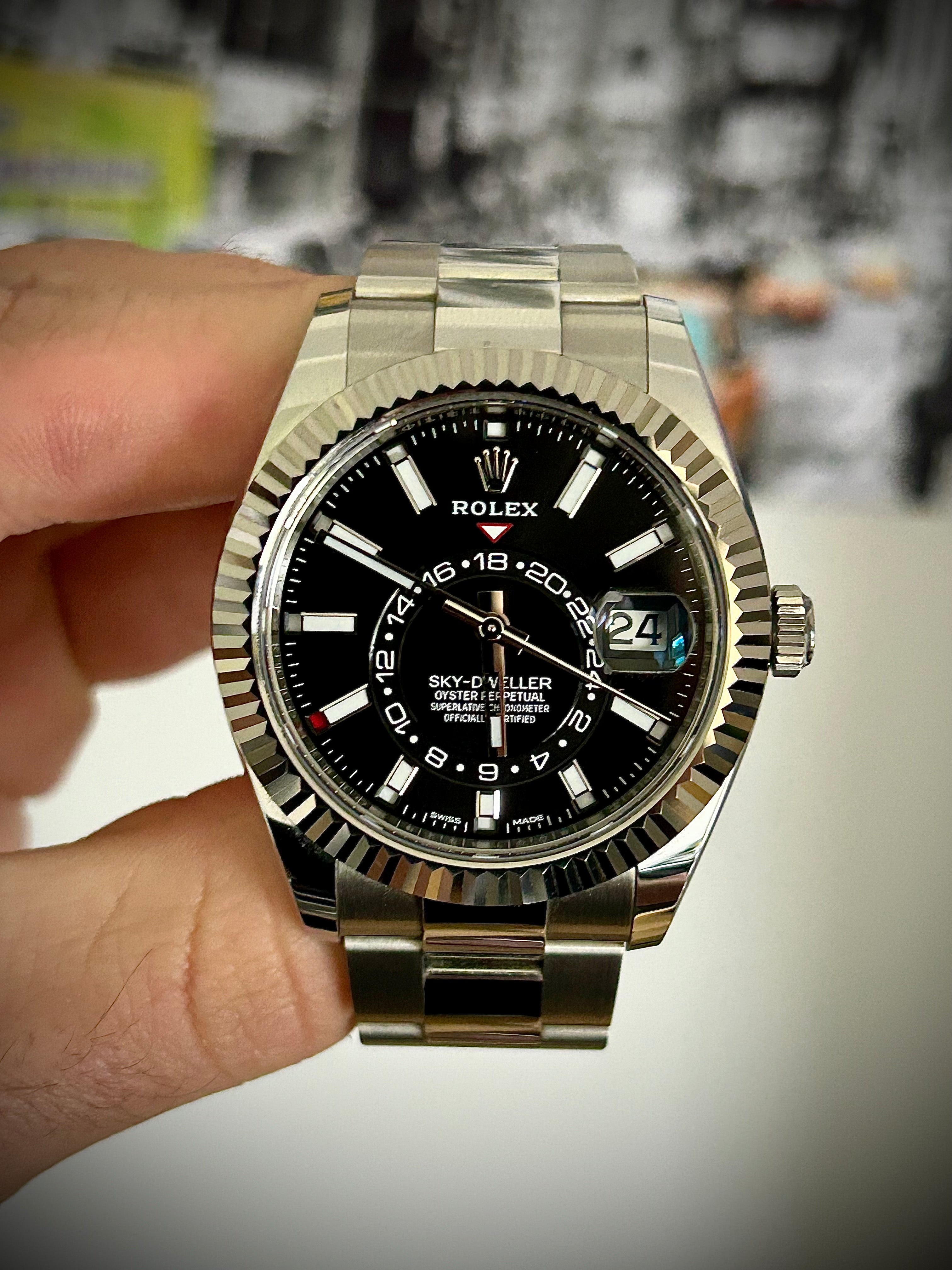 2022 ROLEX SKY DWELLER, BLACK DIAL, OYSTER, 326934, FULL SET, INC GST