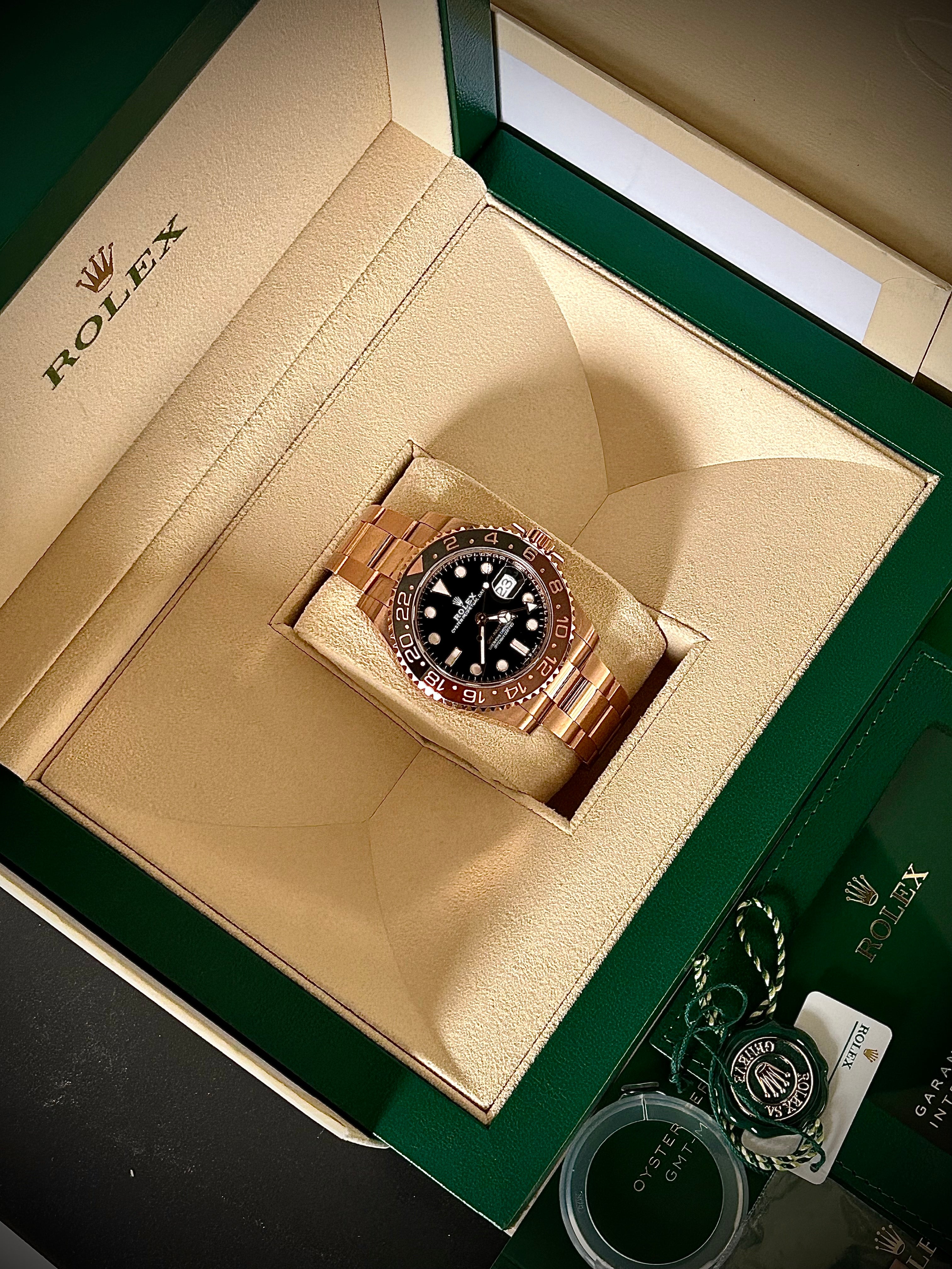 2023 ROLEX GMT MASTER II, ROOTBEER, 126715CHNR, FULL SET, INC GST