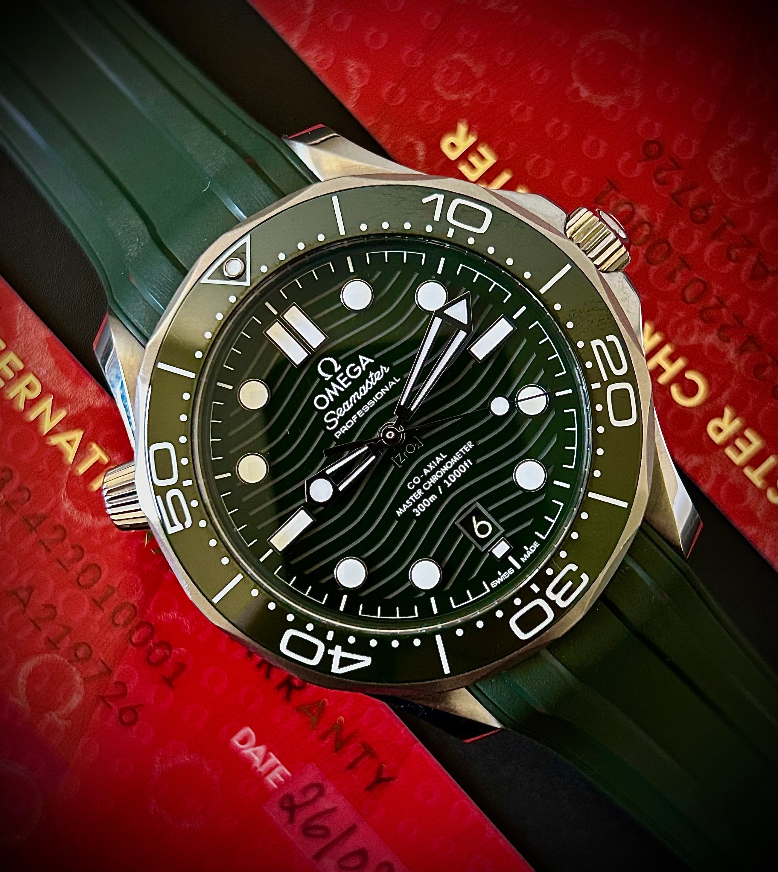 2025 OMEGA SEAMASTER 300, GREEN DIAL, FULL SET, INC GST