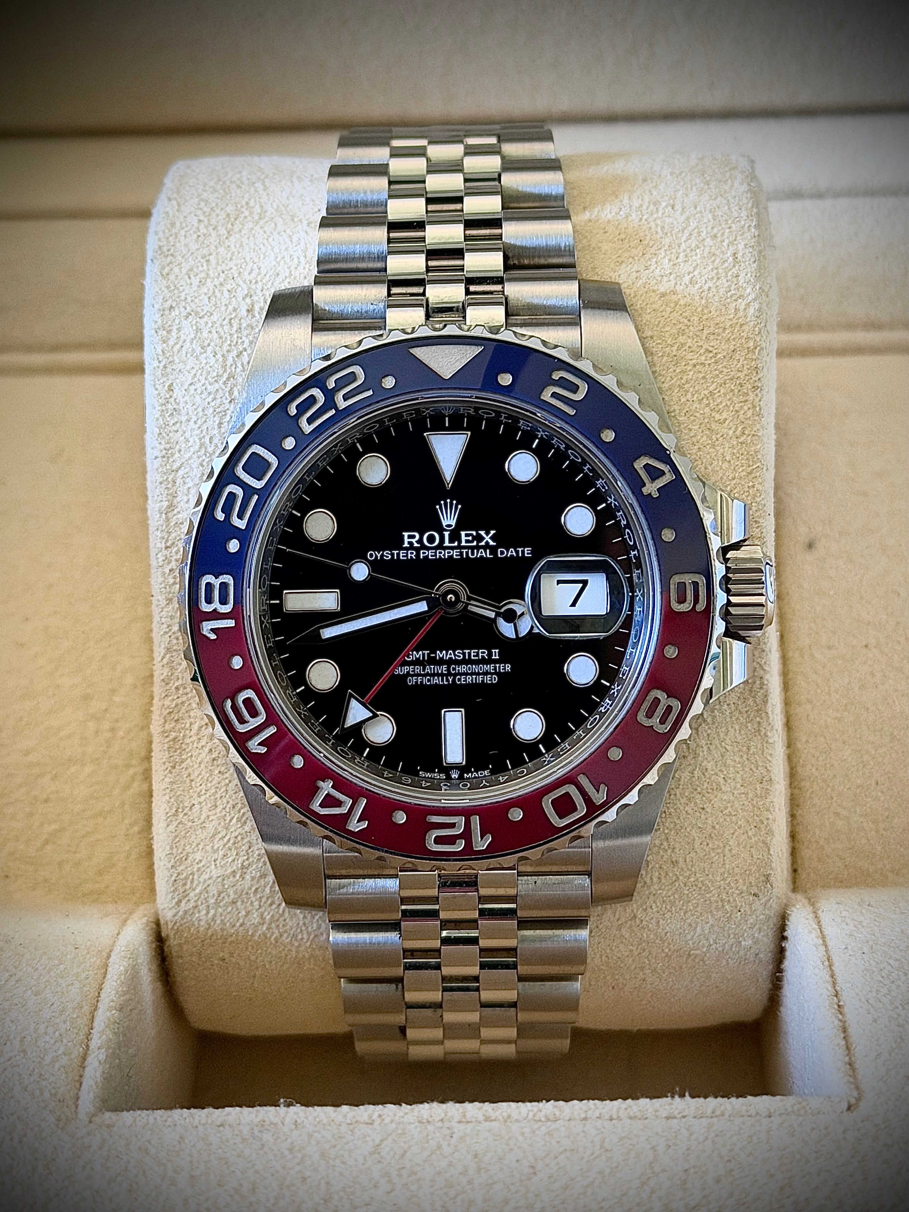 2019 ROLEX GMT MASTER II, PEPSI, 126710BLRO, FULL SET, INC GST