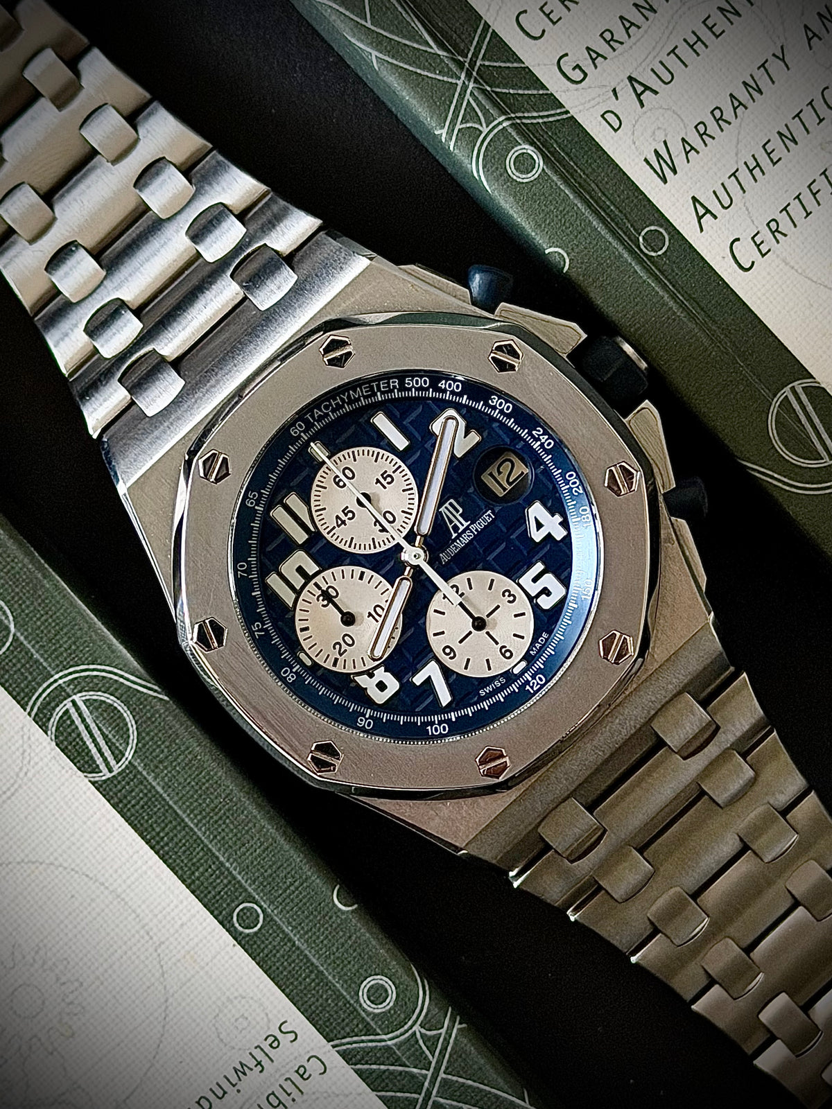 2010 AUDEMARS PIGUET ROYAL OAK OFFSHORE CHRONOGRAPH, 25721ST.OO.1000ST.09.A, BLUE DIAL, FULL SET, INC GST