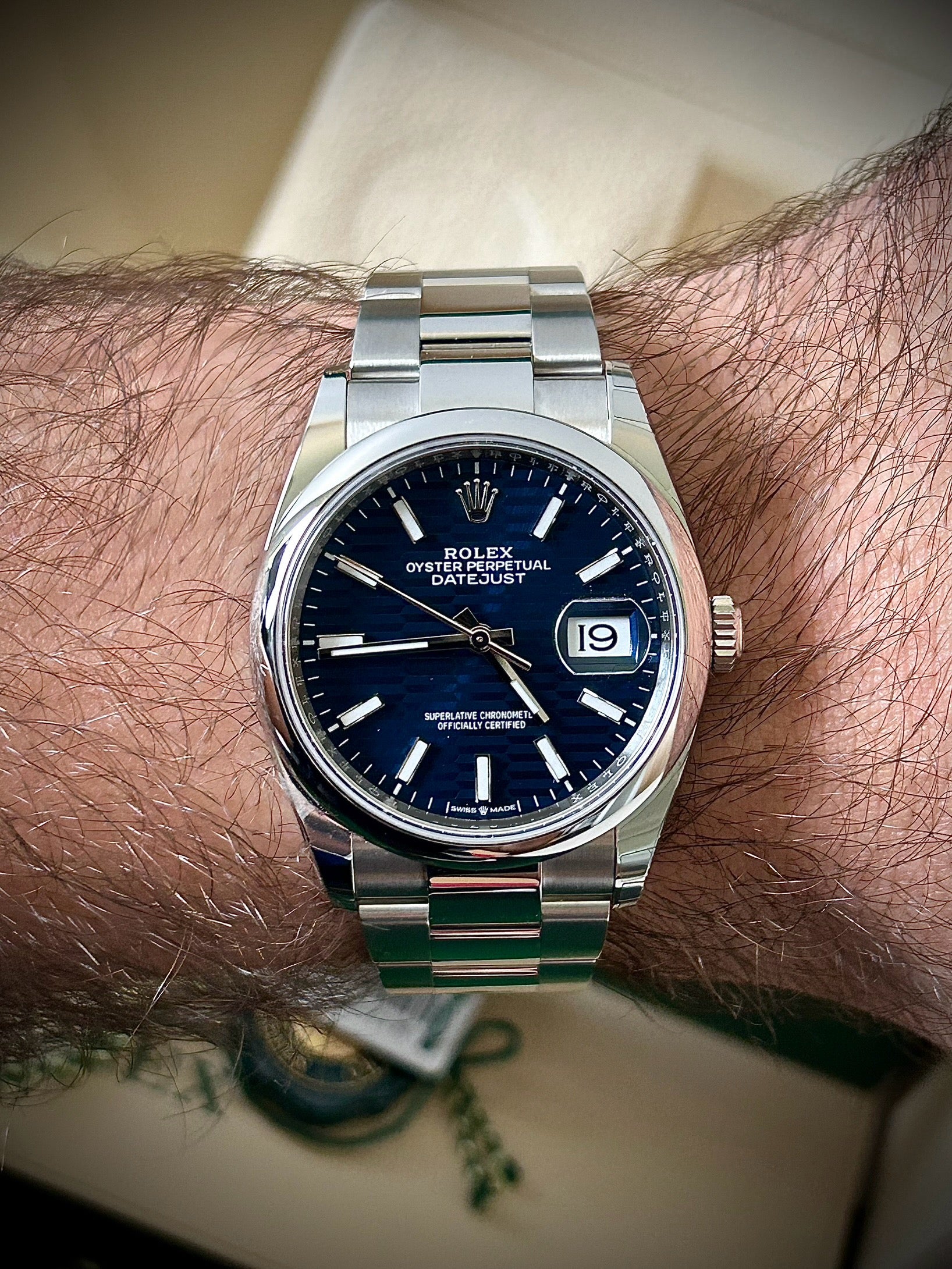 2024 ROLEX DATEJUST 36 BLUE MOTIF DIAL DIAL, 126200, FULL SET, INC GST