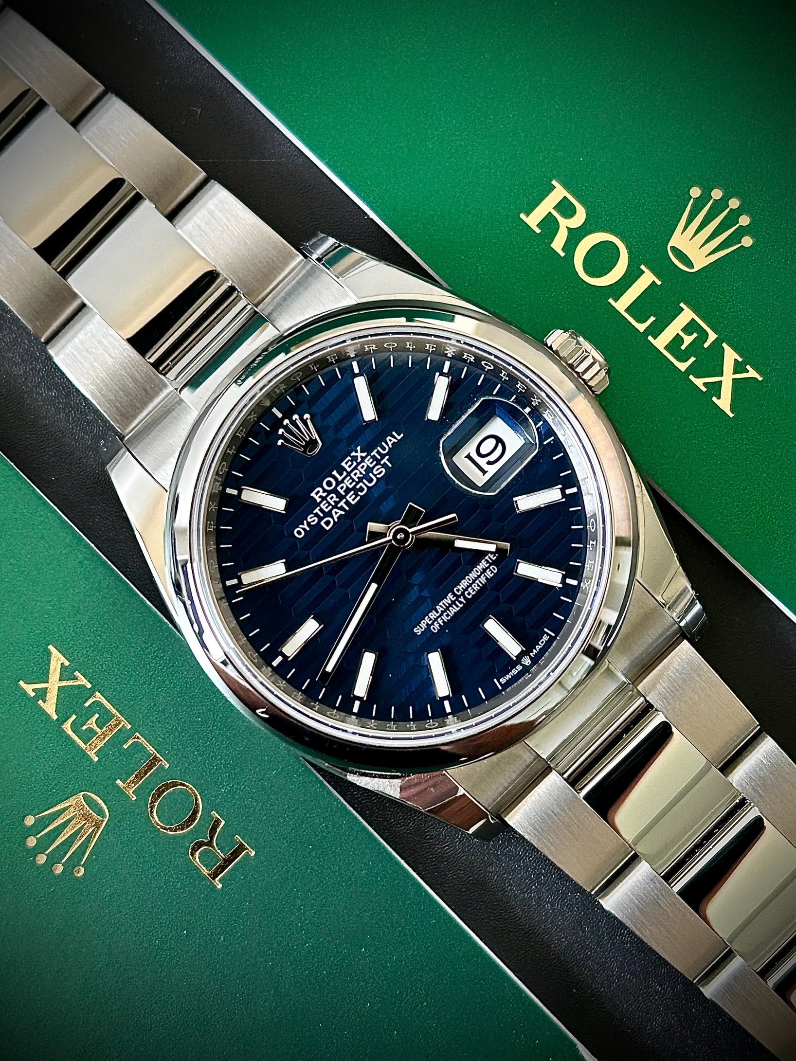 2024 ROLEX DATEJUST 36 BLUE MOTIF DIAL DIAL, 126200, FULL SET, INC GST