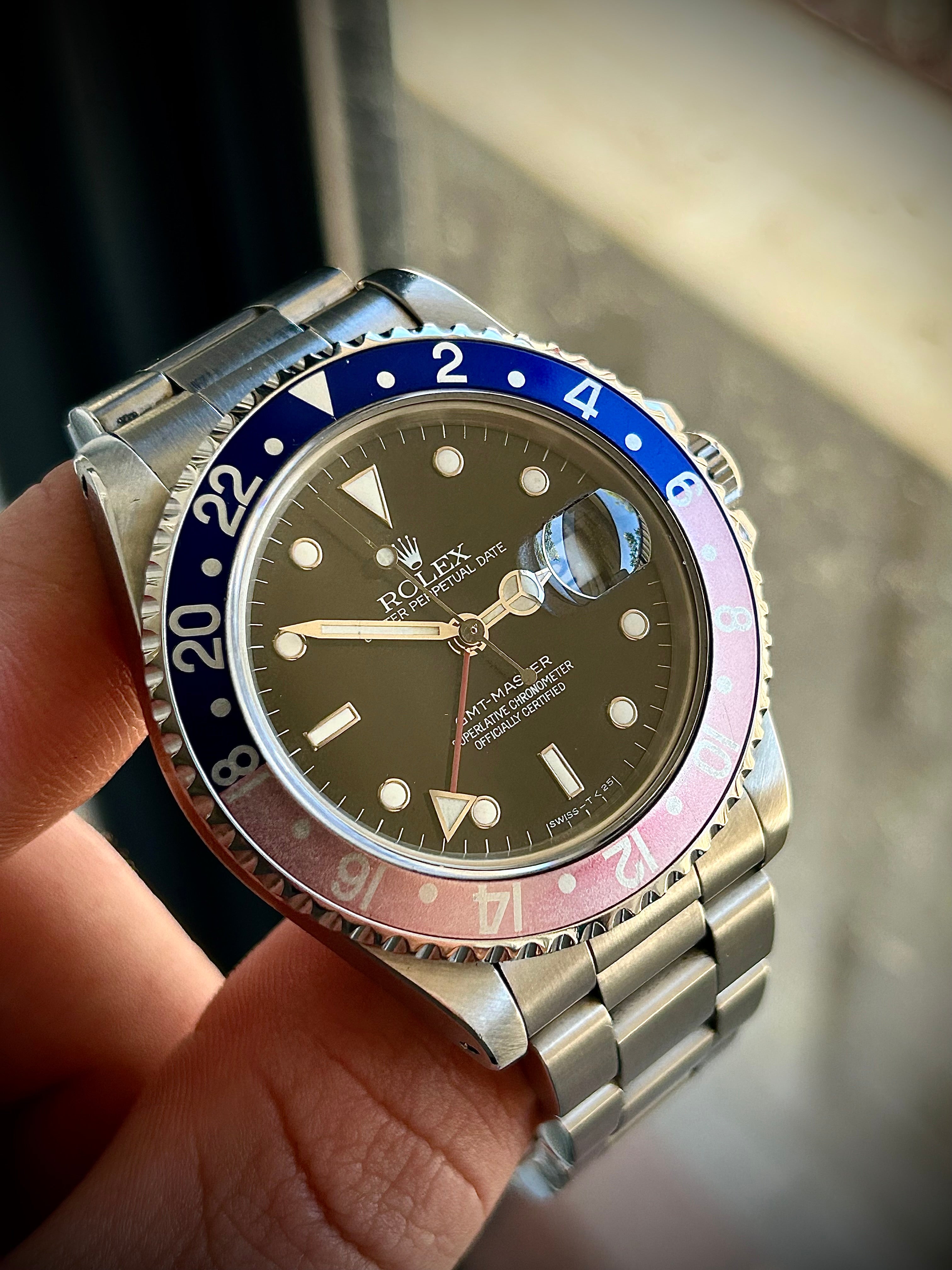 1991 ROLEX GMT MASTER, FADED PEPSI, 16700, WATCH AND BOX INC GST