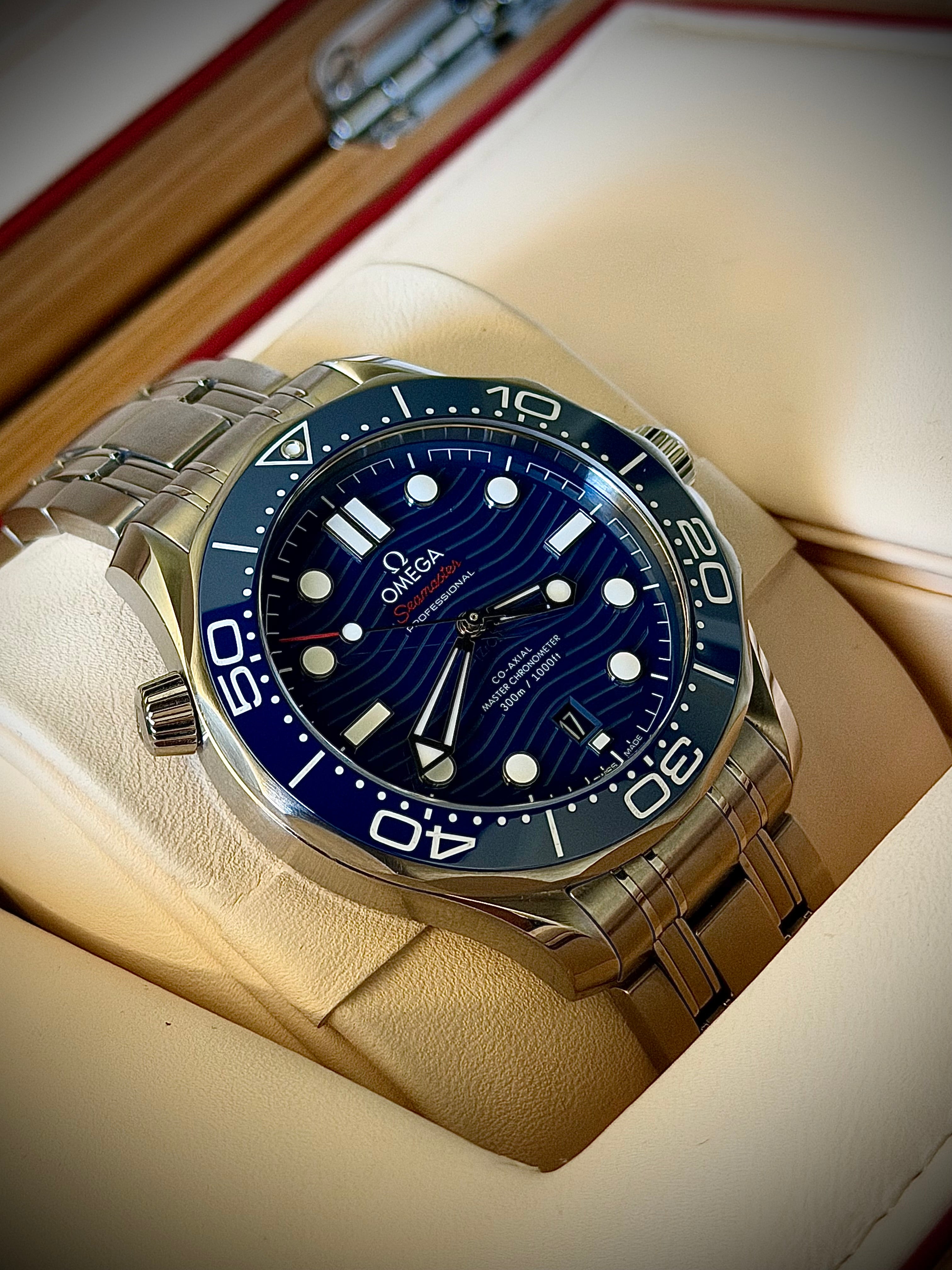 2023 OMEGA SEAMASTER DIVER 300M, 210.30.42.20.03.001, BLUE DIAL, STEEL BRACELET, FULL SET, INC GST